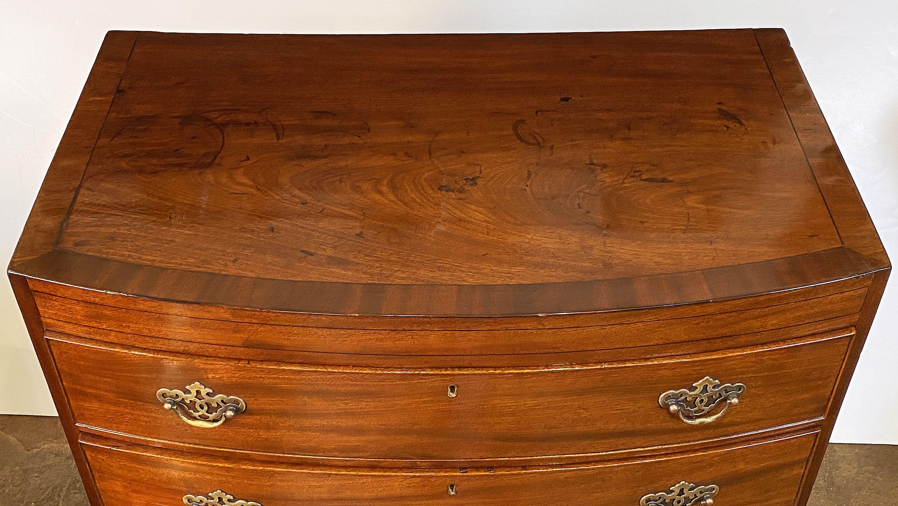 Large English Bow Front Chest of Drawers of Mahogany For Sale 10