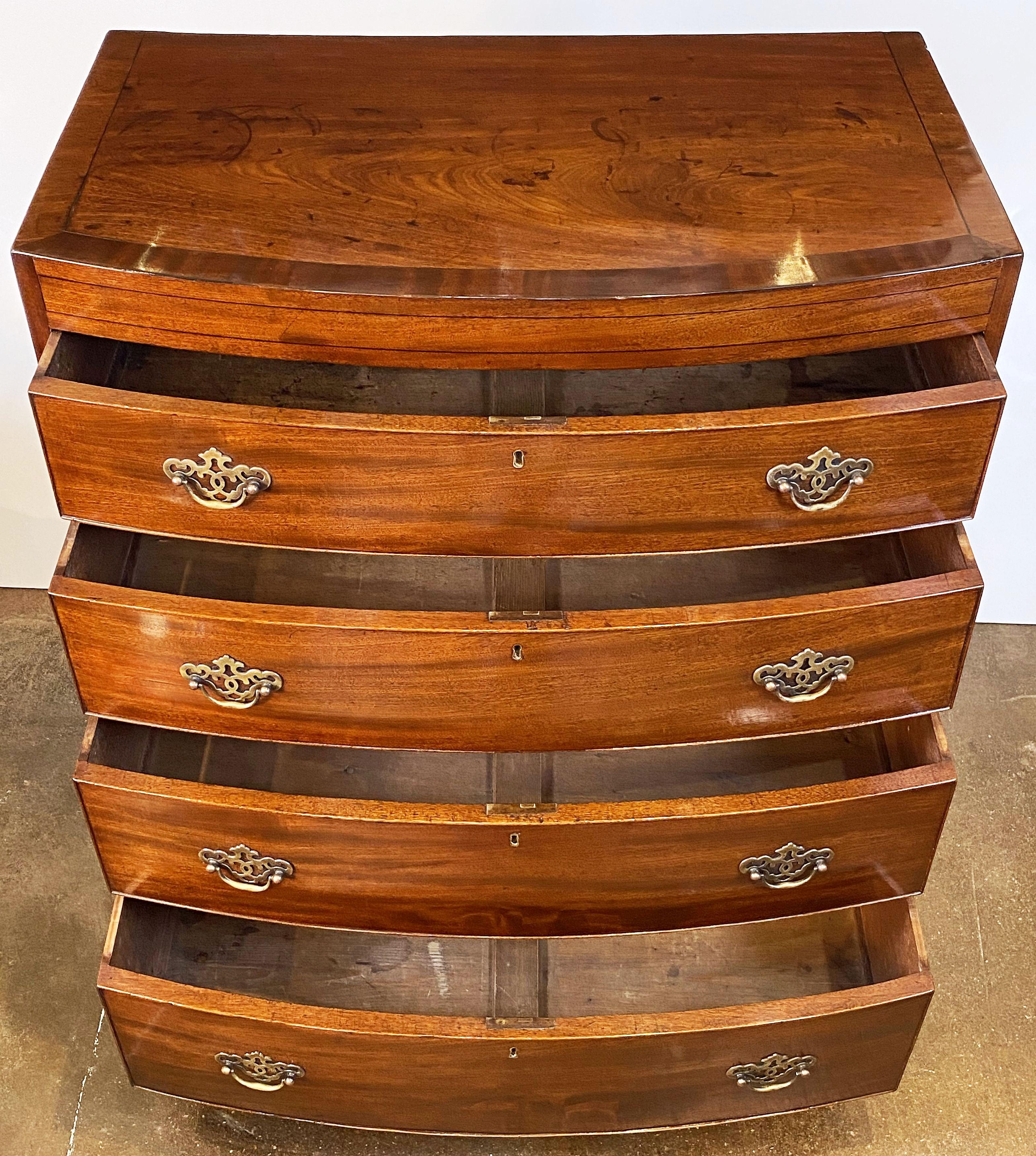 Large English Bow Front Chest of Drawers of Mahogany For Sale 2