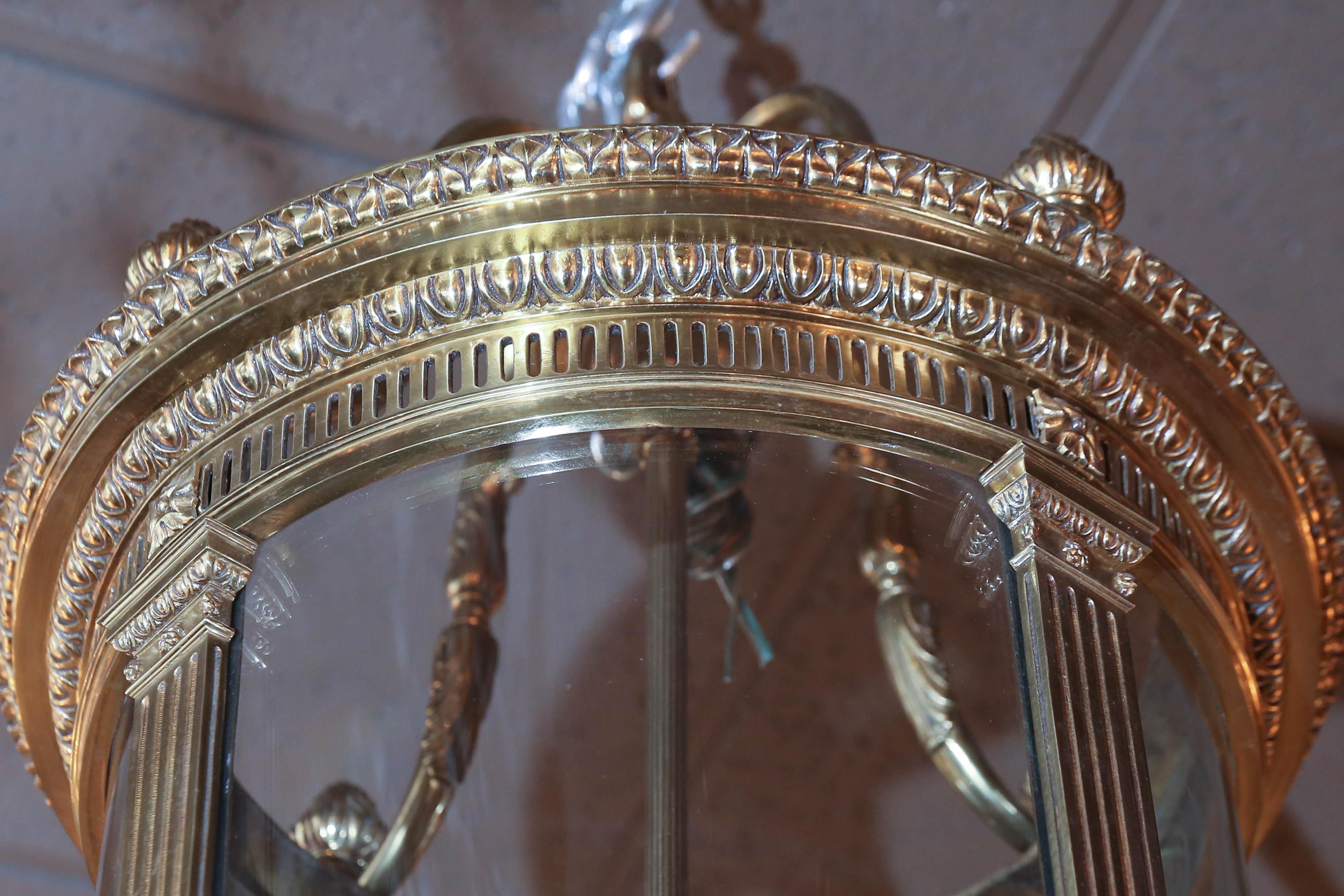 Large English Brass Circular Lantern Chandelier 2