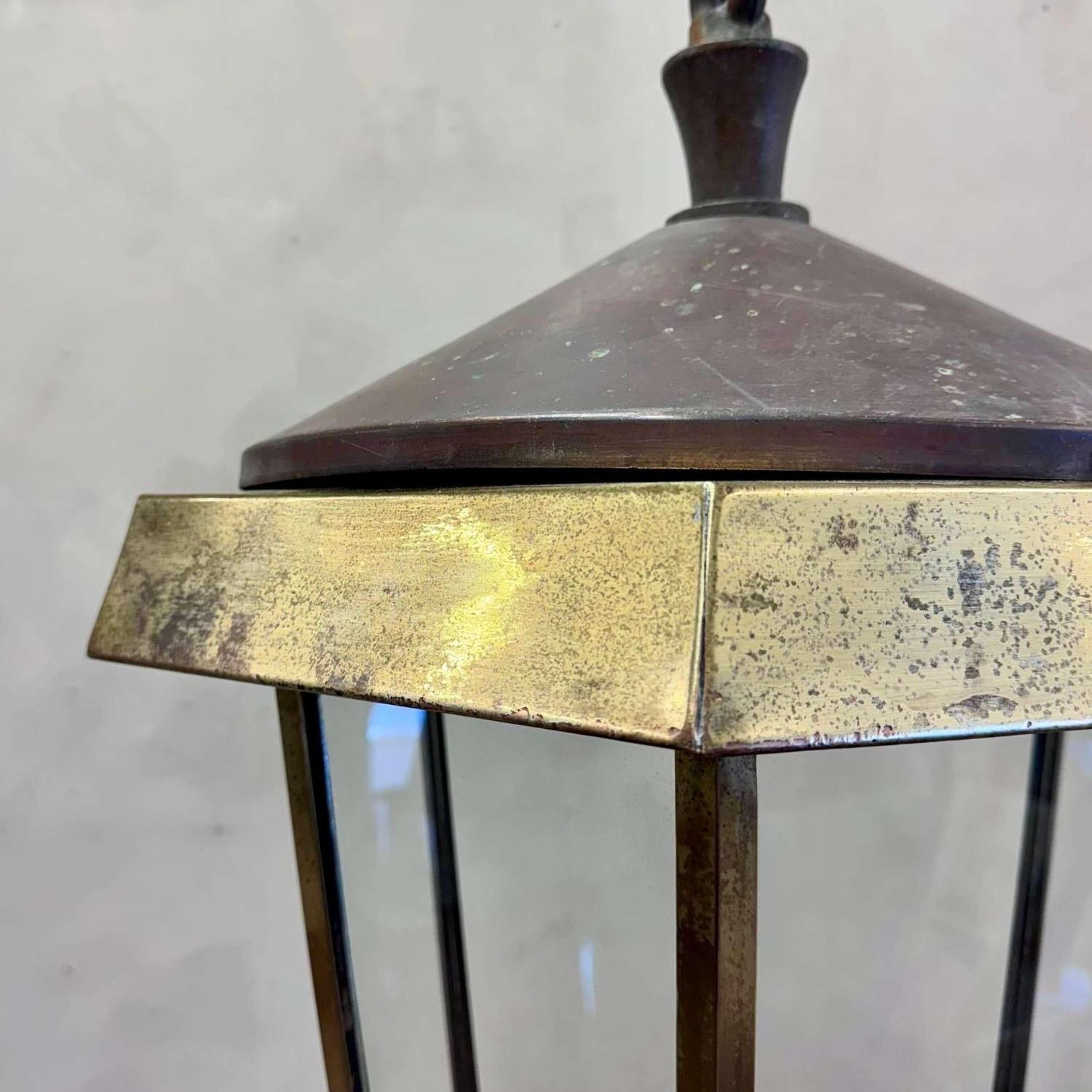 Large  English Brass Lantern c1930 In Good Condition For Sale In Southampton, GB
