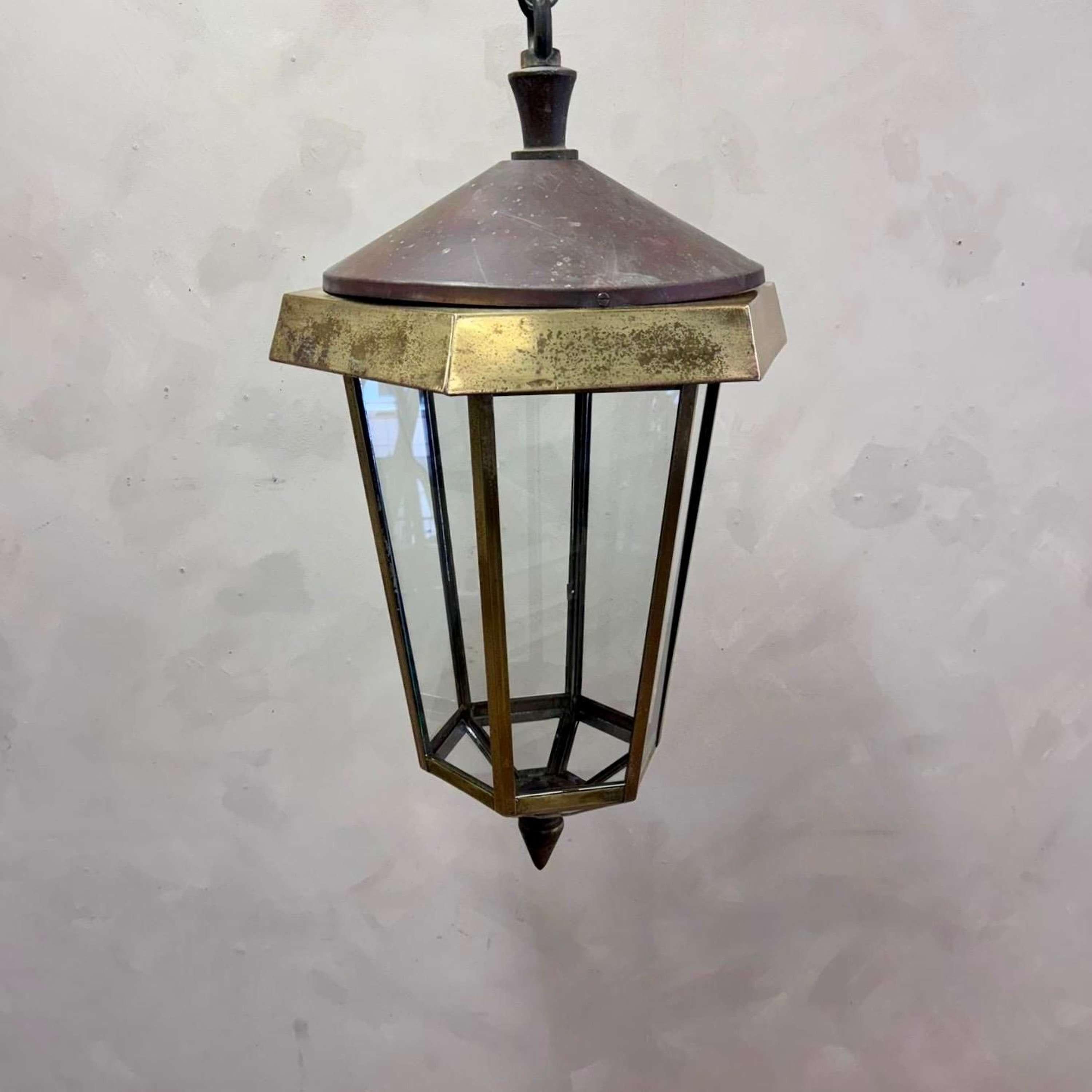 Large  English Brass Lantern c1930 For Sale 1