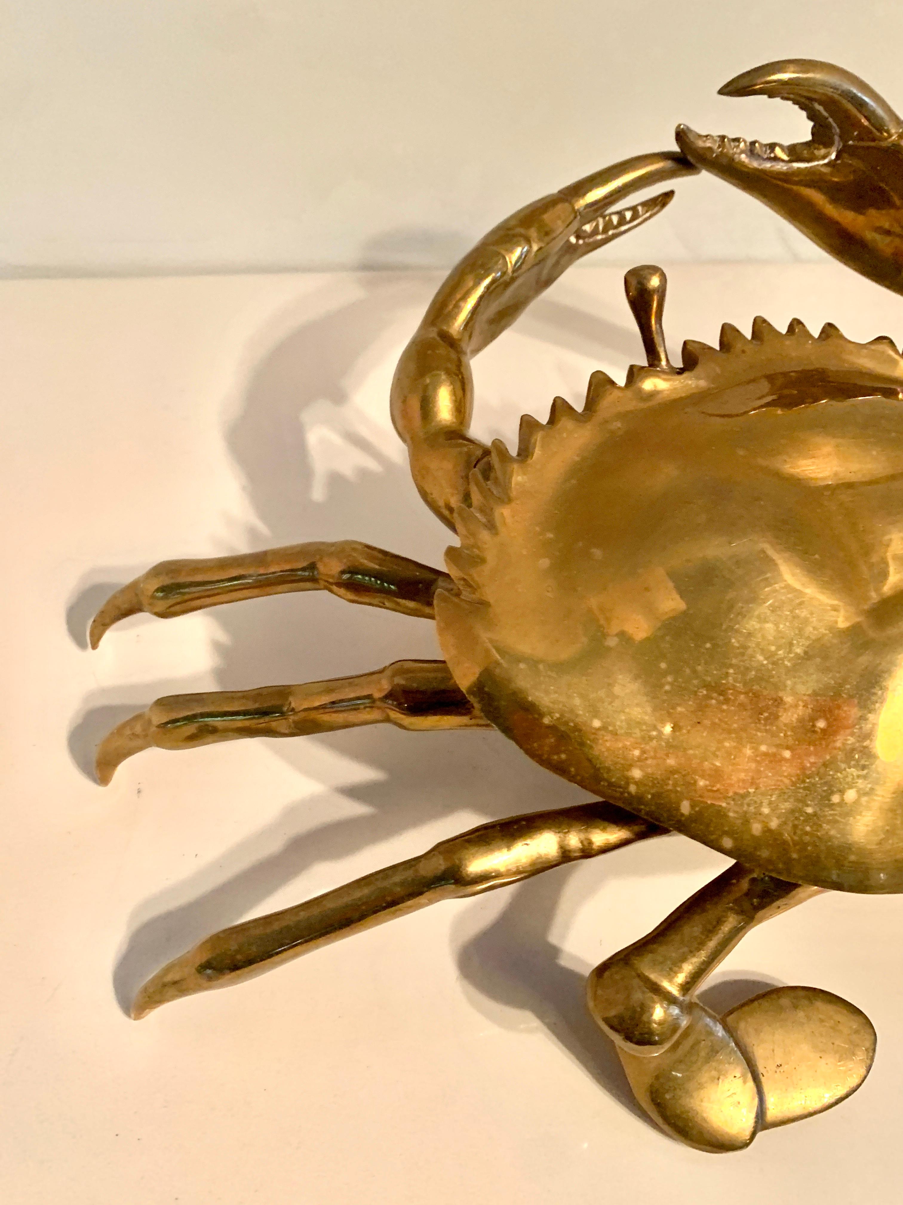 Large English Brass Lidded Crab Sculpture or Box For Sale 5