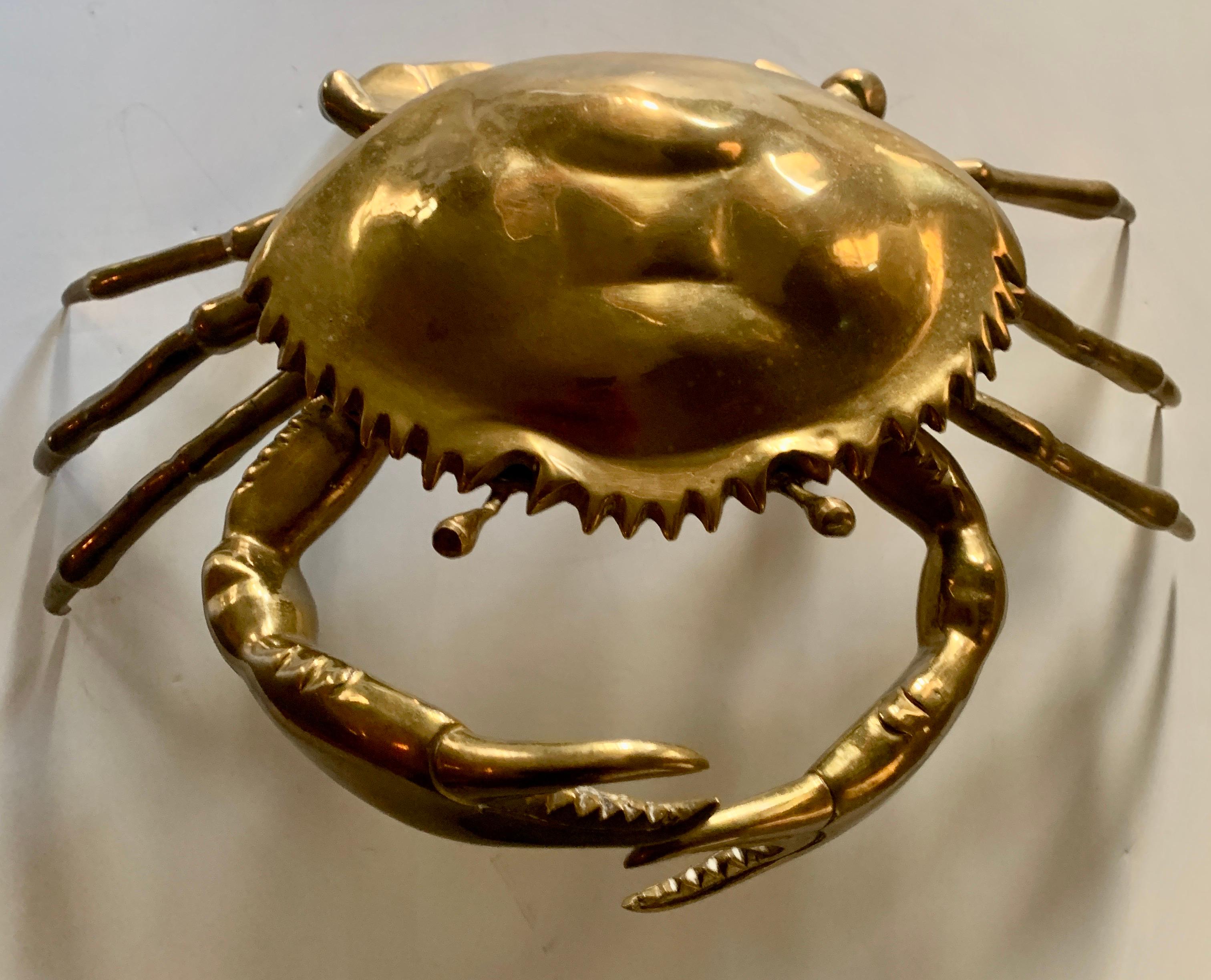 vintage brass crab ashtray