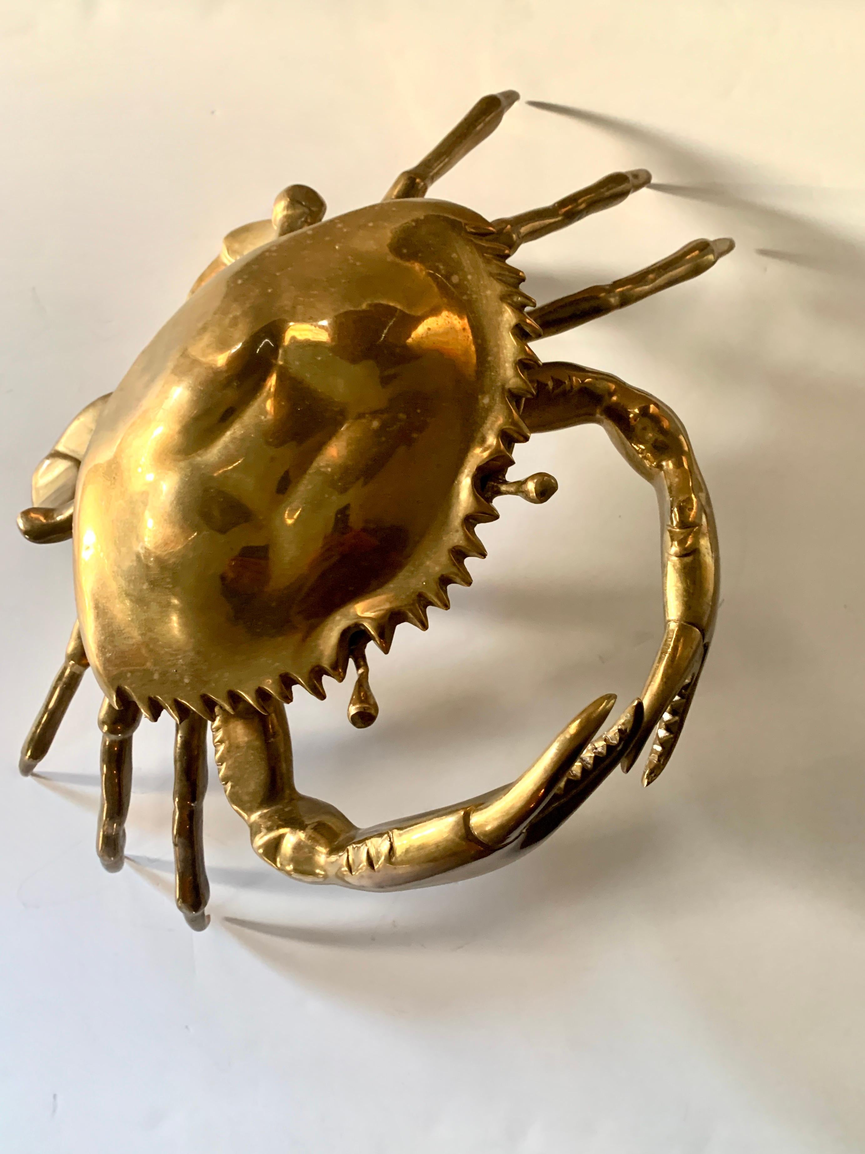 Polished Large English Brass Lidded Crab Sculpture or Box For Sale