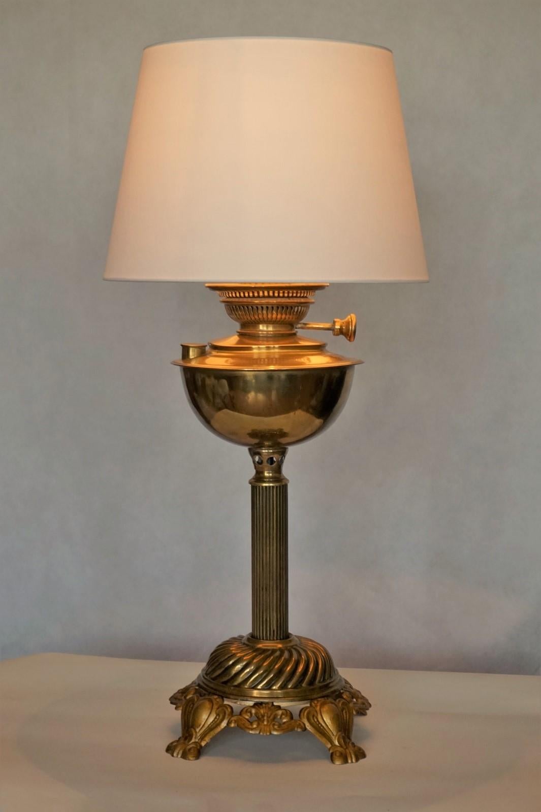 antique brass oil lamp converted to electric