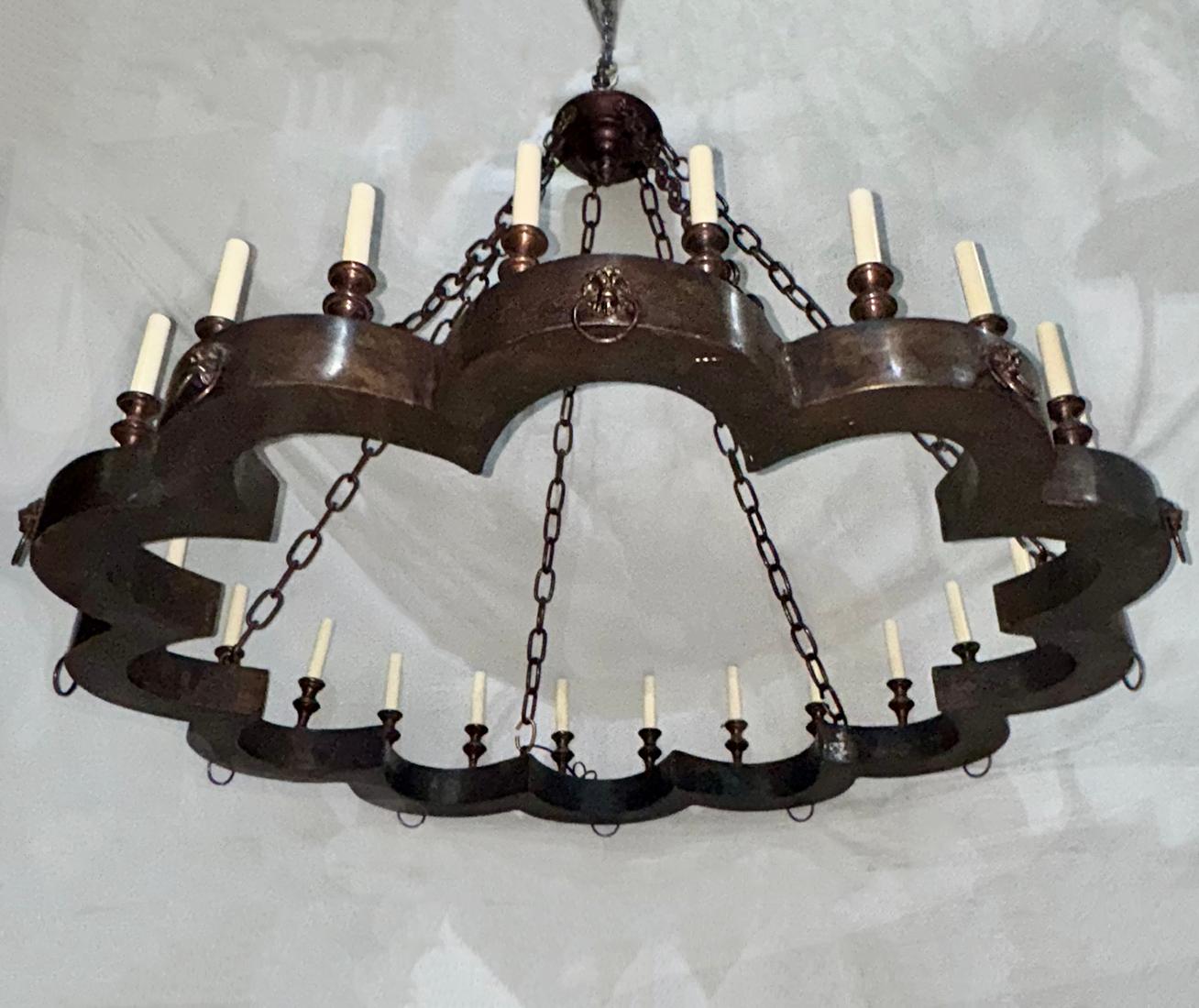 Mid-20th Century Large English Bronze chandelier For Sale