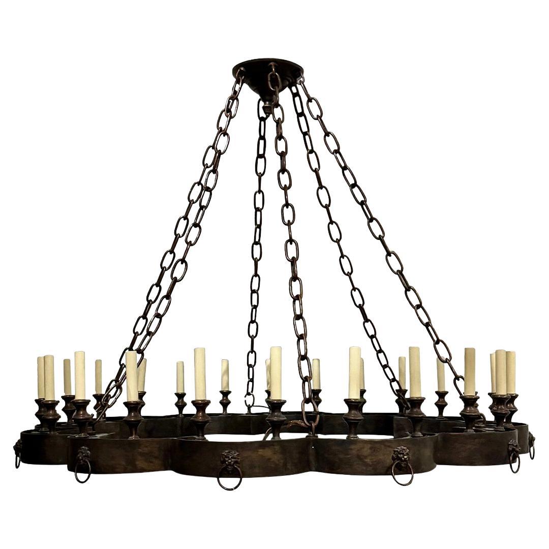 Large English Bronze chandelier For Sale