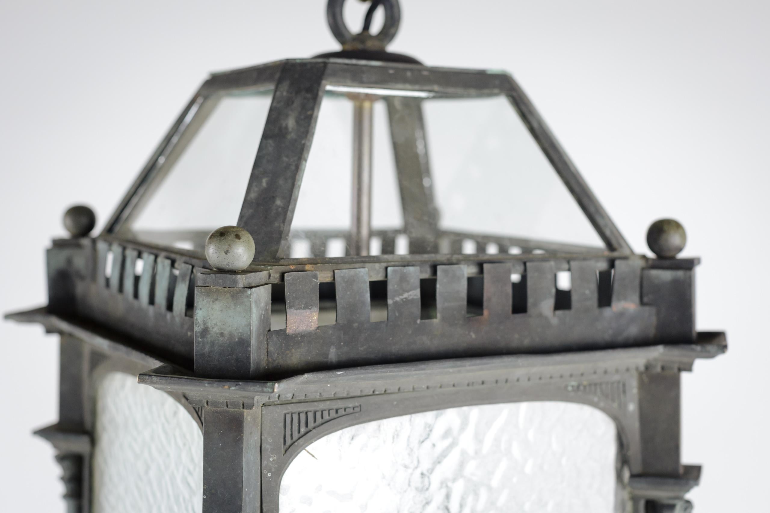 Lanterna a colonna corinzia inglese di grandi dimensioni in bronzo in vendita 5