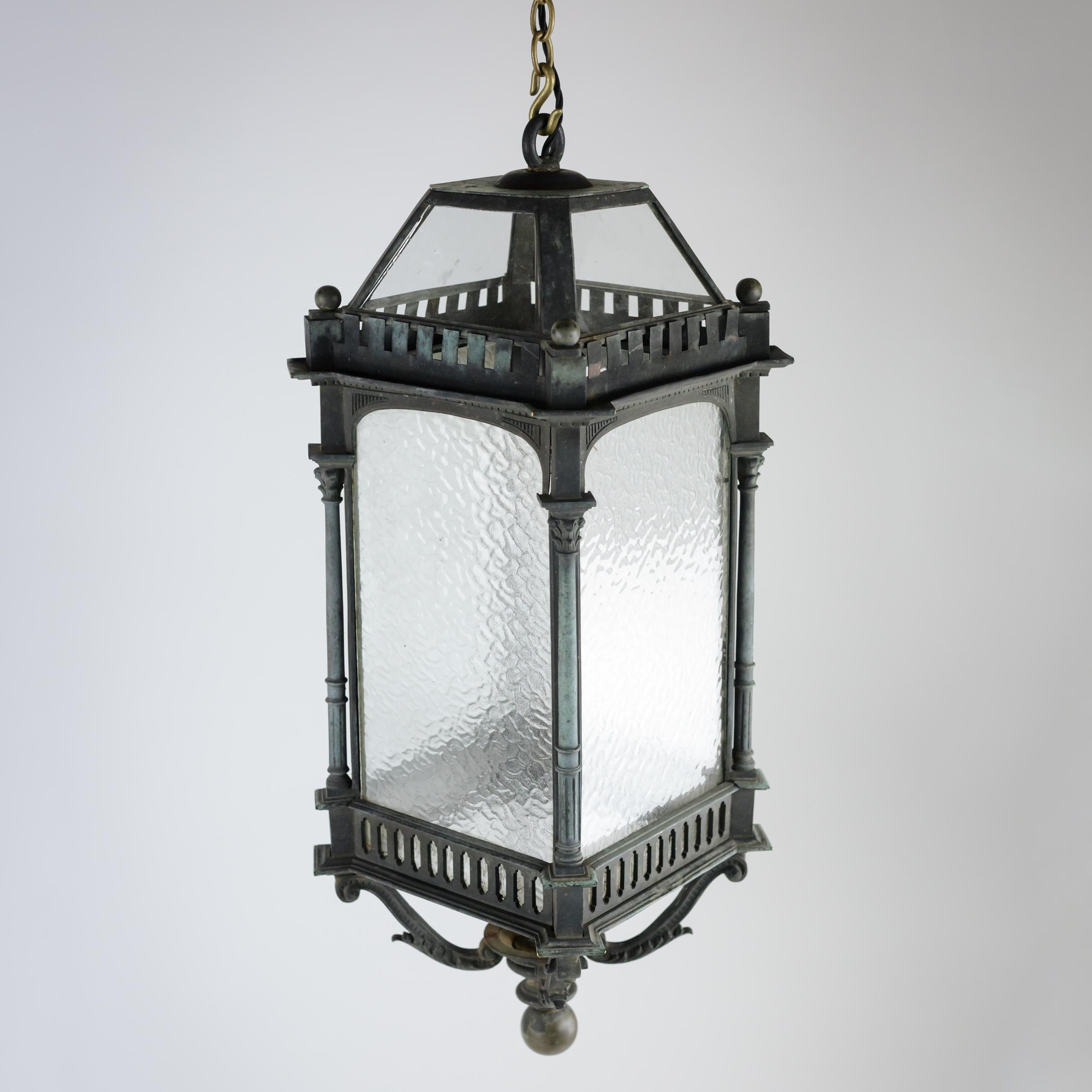 Inglese Lanterna a colonna corinzia inglese di grandi dimensioni in bronzo in vendita