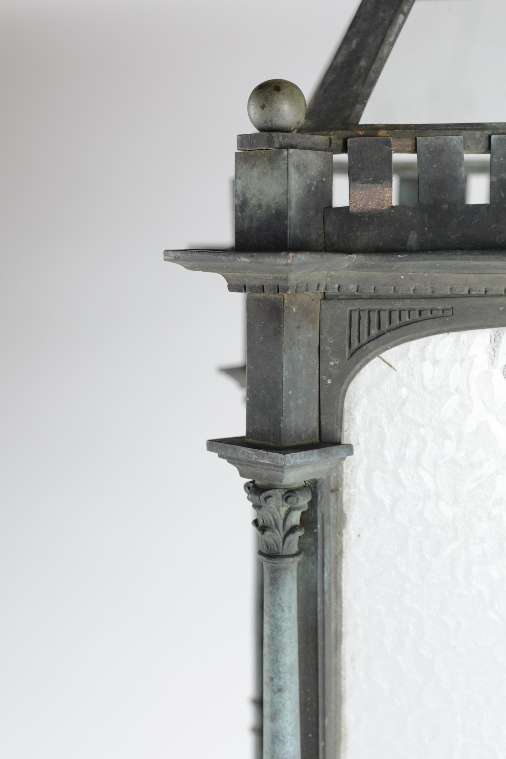 Lanterna a colonna corinzia inglese di grandi dimensioni in bronzo in vendita 2