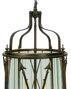 Große englische Trommellaterne aus Bronze im Regency-Stil