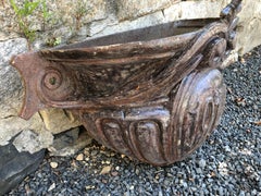 Large English Cast Iron Wall Planter Dated "1914"