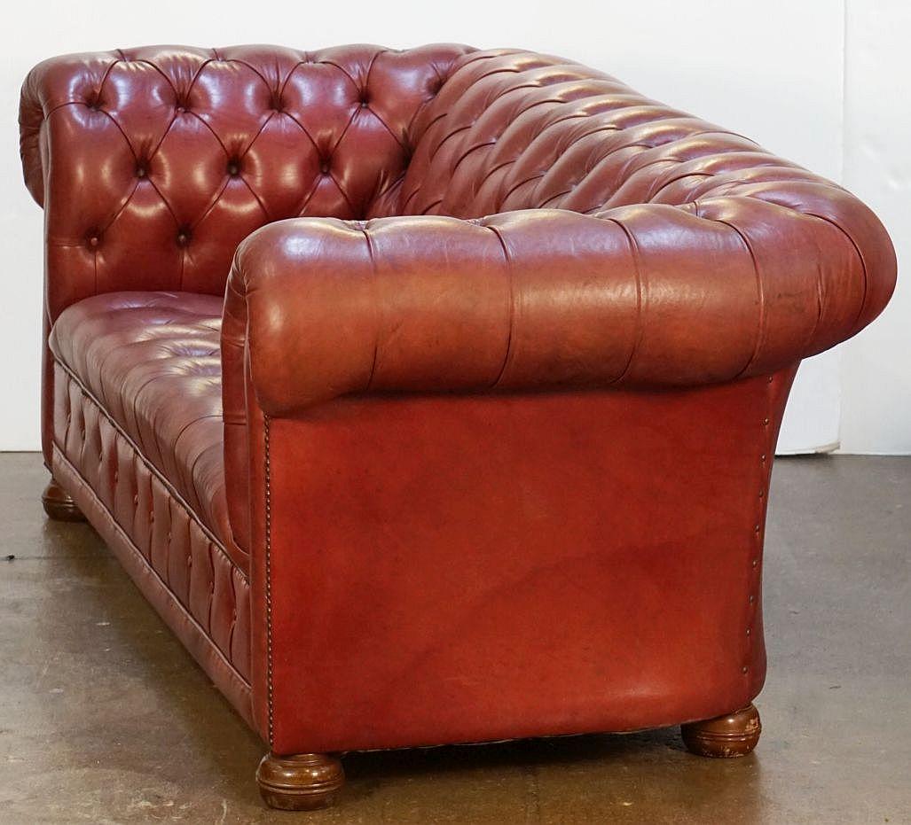  Large English Chesterfield Sofa of Tufted Leather 6