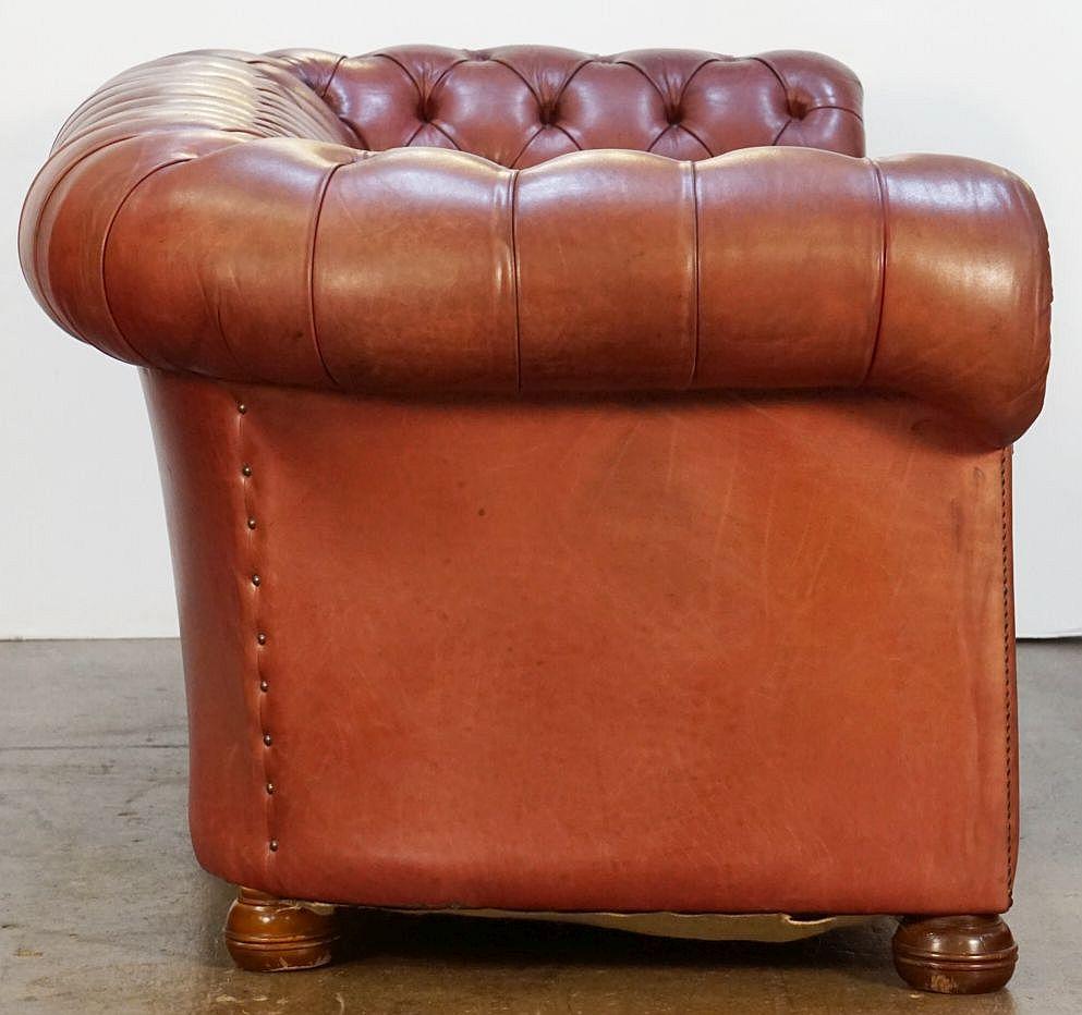 Large English Chesterfield Sofa of Tufted Leather 7