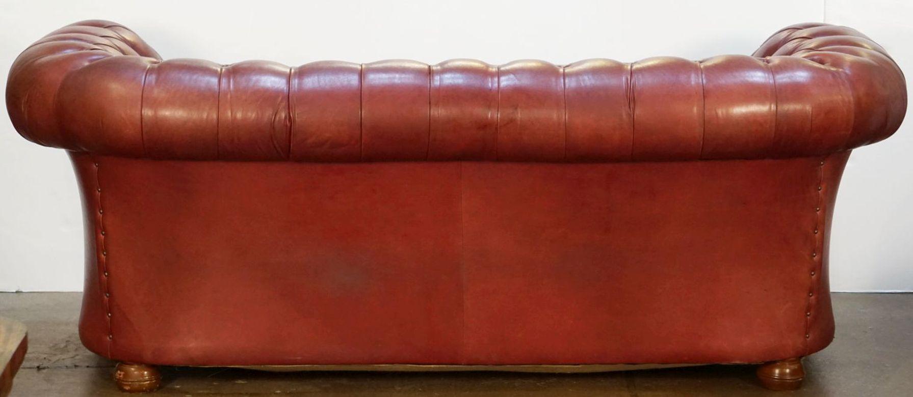 Large English Chesterfield Sofa of Tufted Leather 11