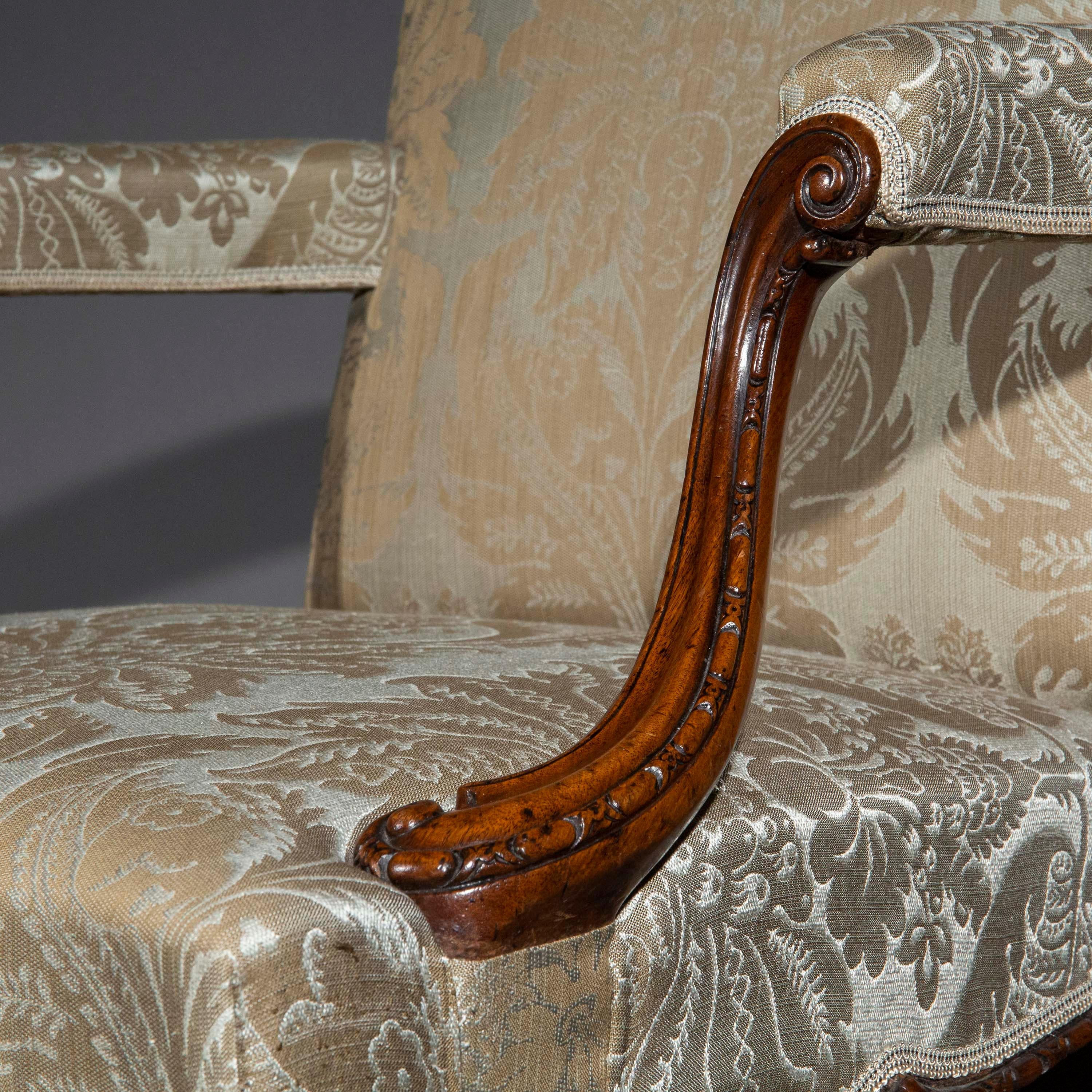 Large English Chippendale Gainsborough Armchair, mid-18th Century For Sale 7
