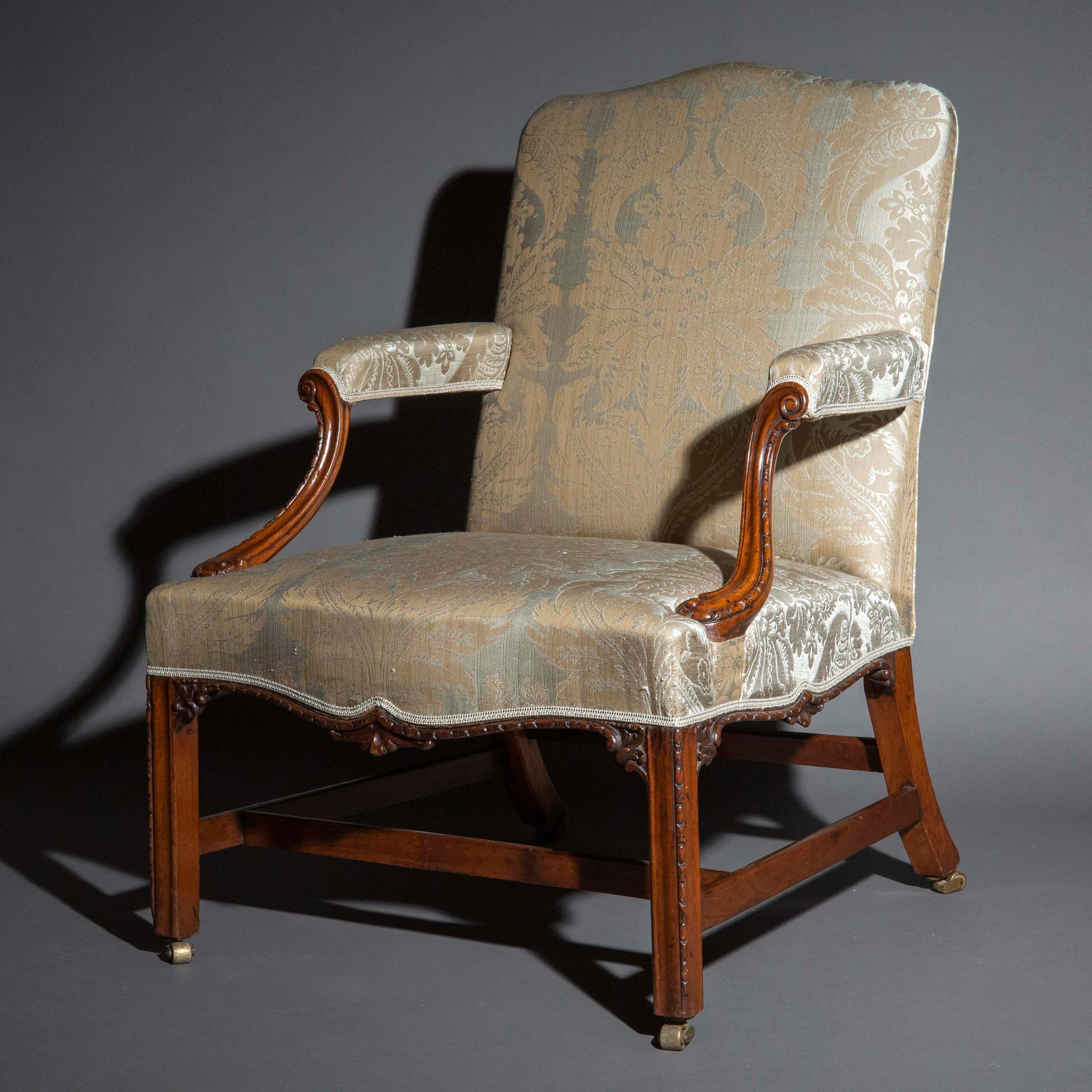 Large English Chippendale Gainsborough Armchair, mid-18th Century For Sale 11