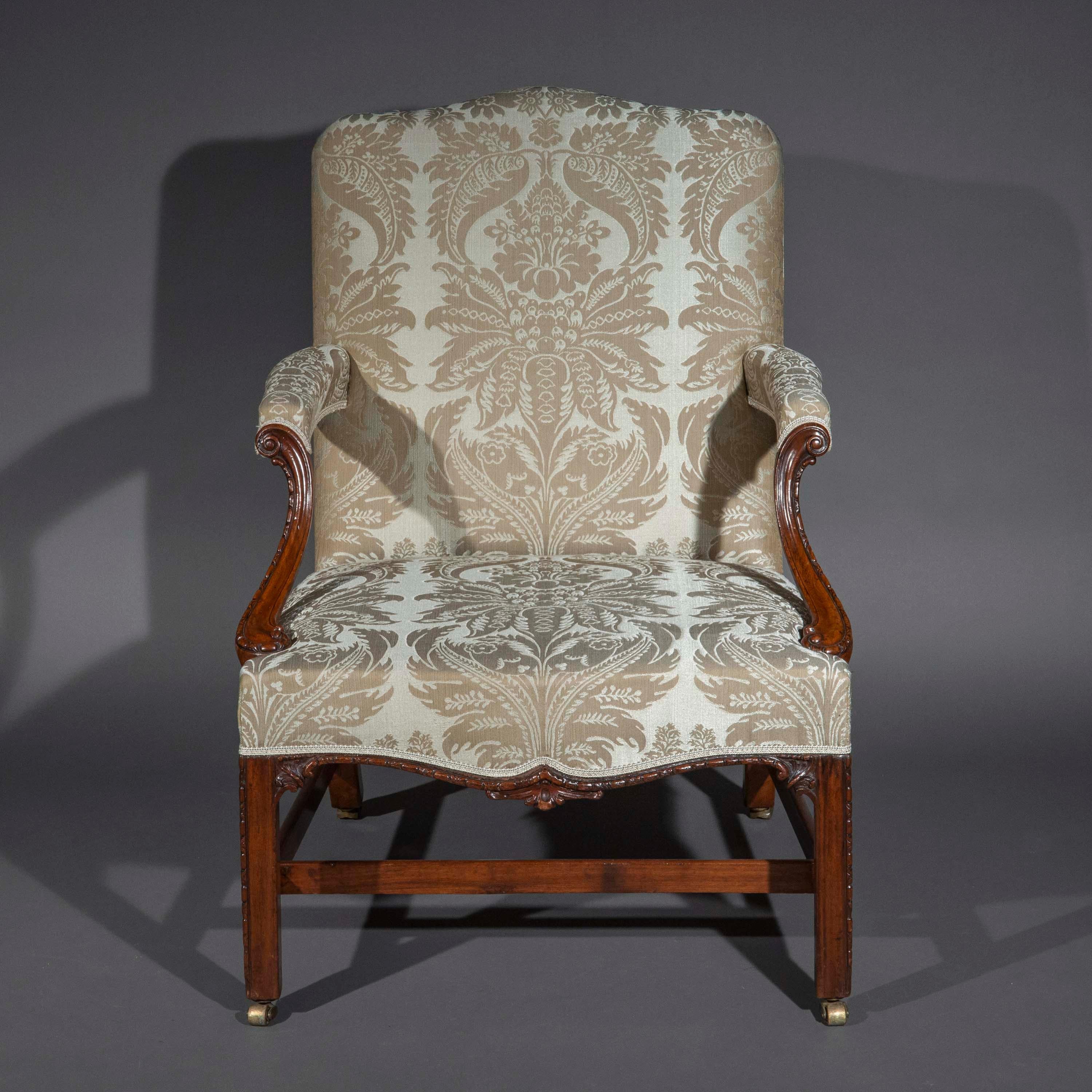 Large English Chippendale Gainsborough Armchair, mid-18th Century For Sale 12