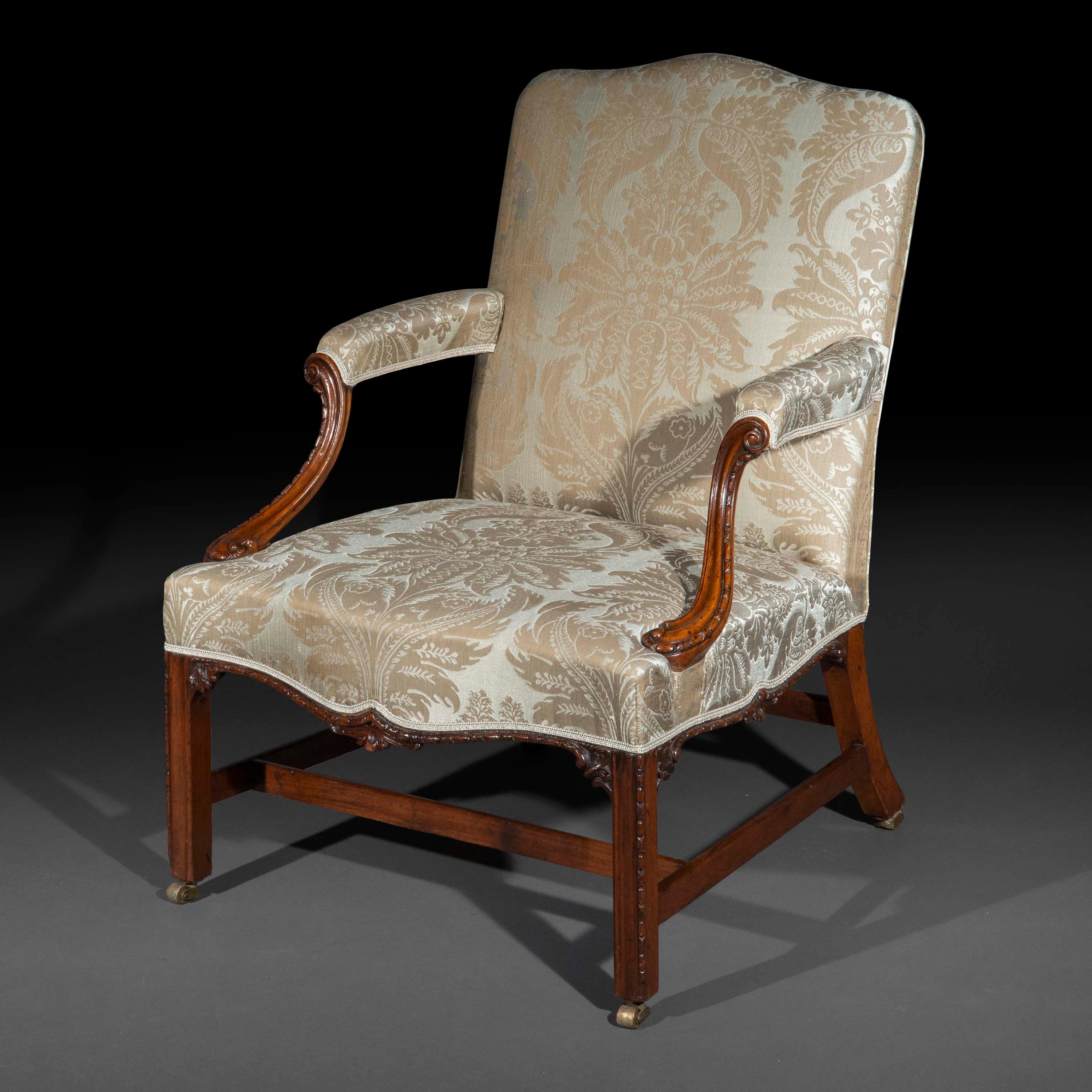 Upholstery Large English Chippendale Gainsborough Armchair, mid-18th Century For Sale