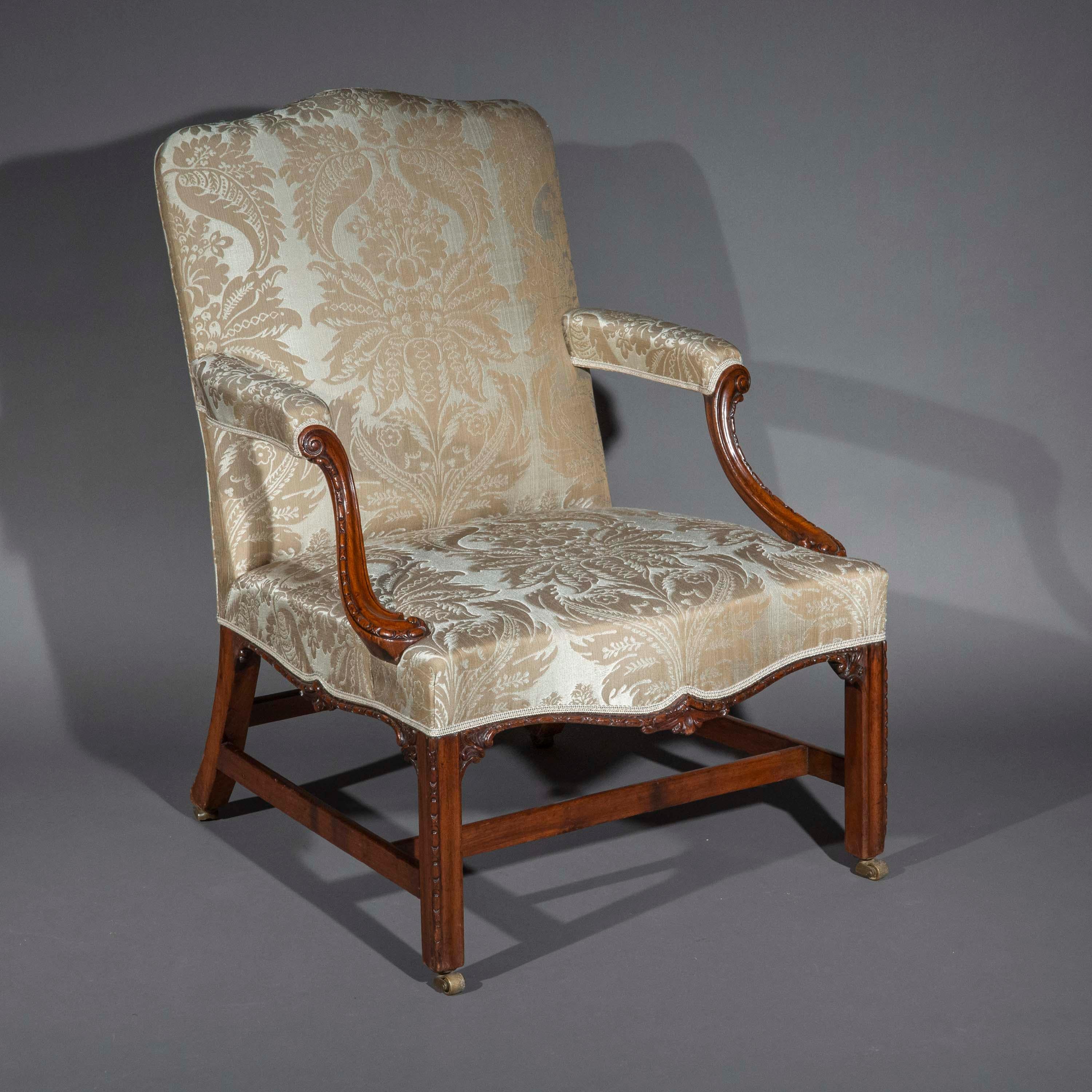 Large English Chippendale Gainsborough Armchair, mid-18th Century For Sale 6