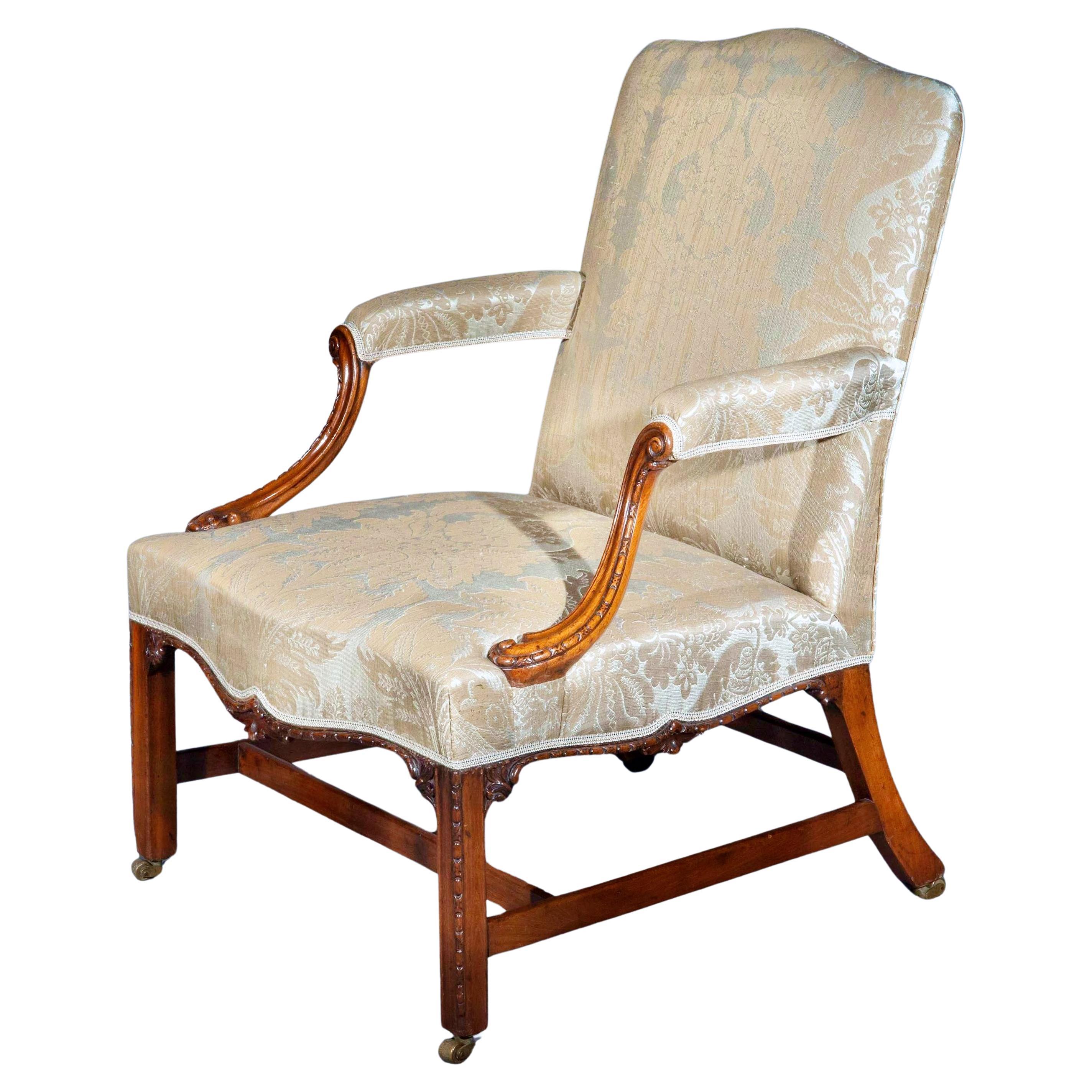 Large English Chippendale Gainsborough Armchair, mid-18th Century For Sale