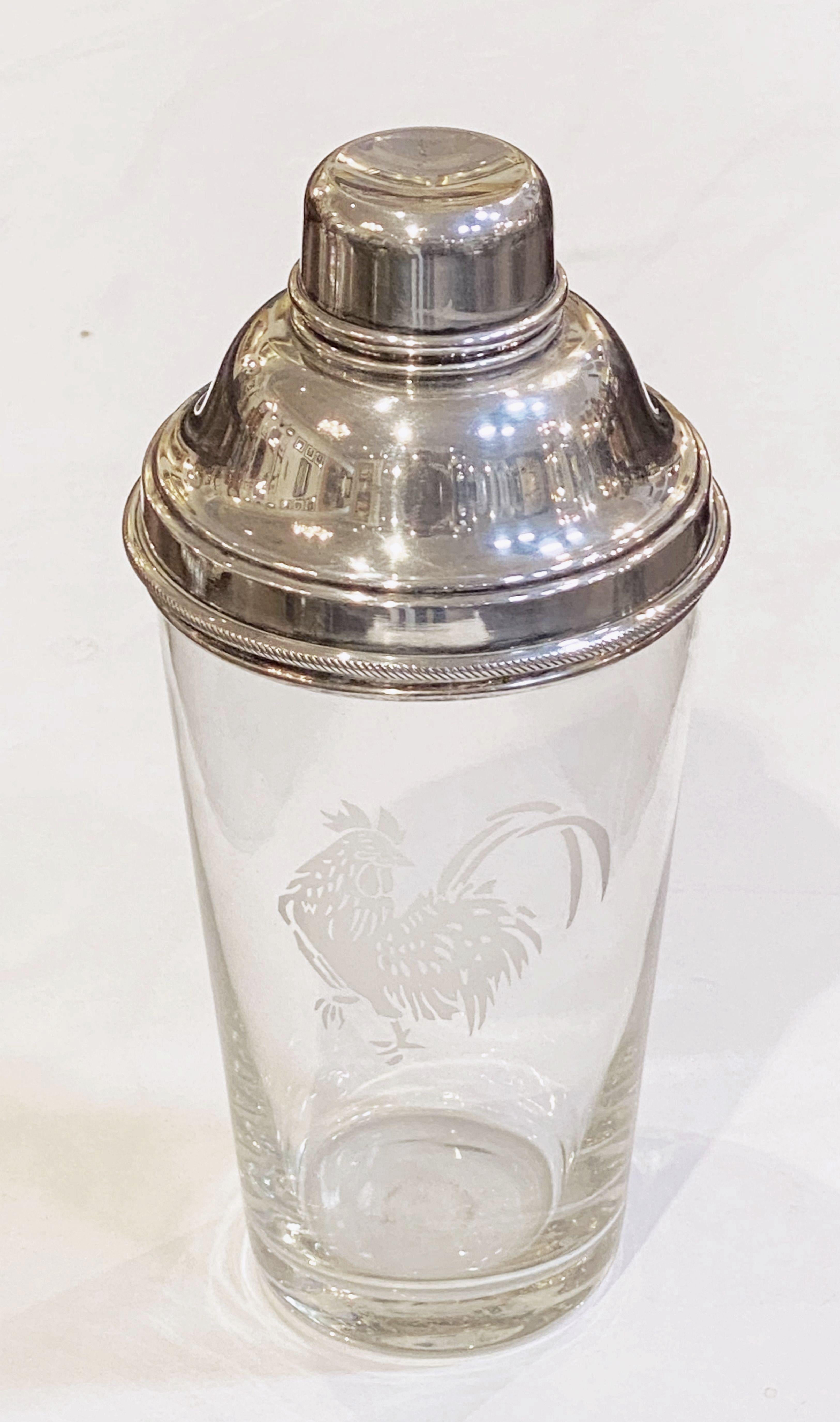 Modern Large English Cocktail Drinks or Martini Shaker with Cockerel