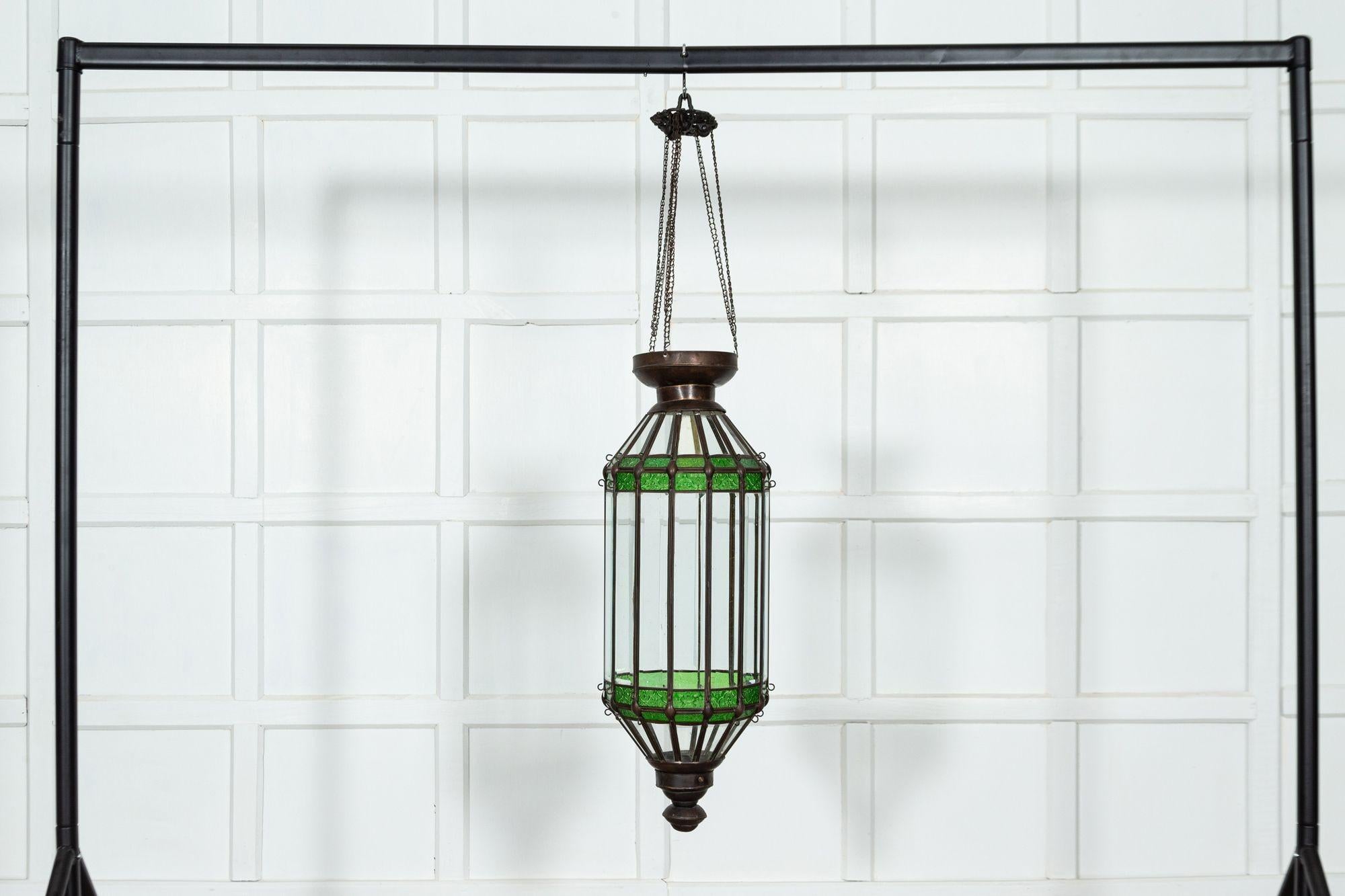 Large English Copper Glazed Lantern Shade In Good Condition For Sale In Staffordshire, GB