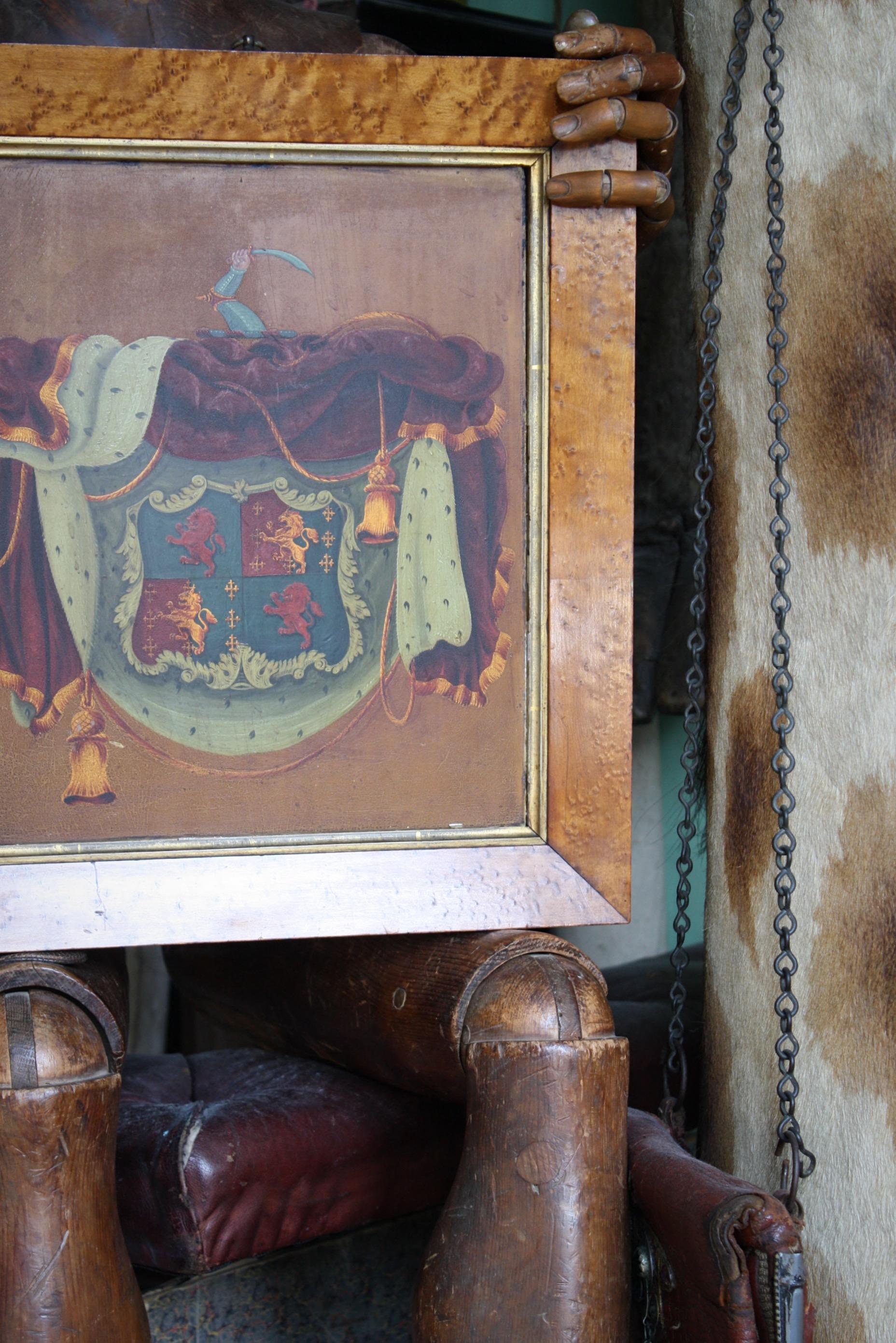 Anglais Grande huile sur panneau à armoiries du 19e siècle, Coach House, Angleterre, 19e siècle en vente