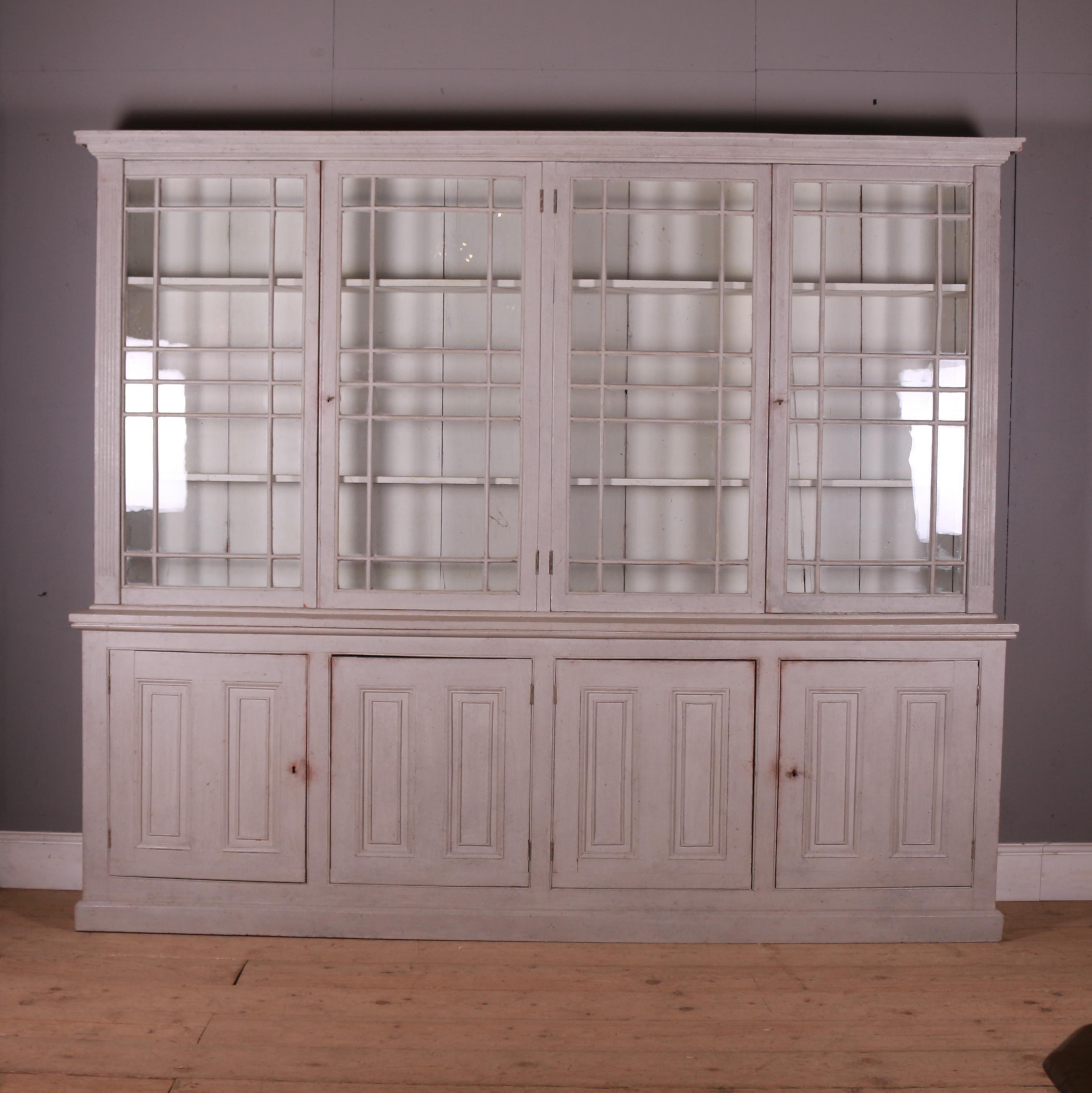 Painted Large English Country House Bookcase For Sale