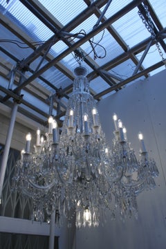 Large English crystal chandeliers with crystal storm shades