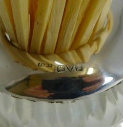 Large English Cut Crystal and Sterling Silver Match Striker, 1922