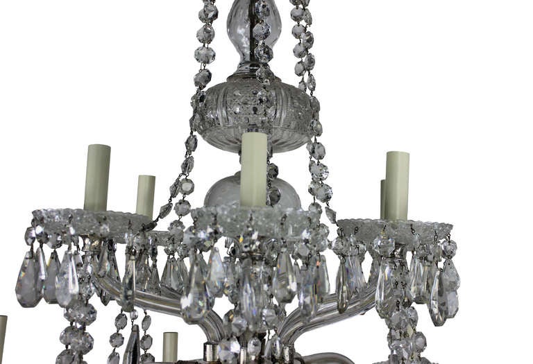19th Century Large English Cut-Glass Chandelier