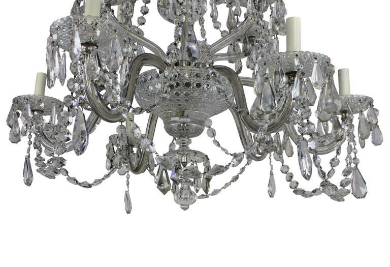 Large English Cut-Glass Chandelier In Good Condition In Kent, Dover