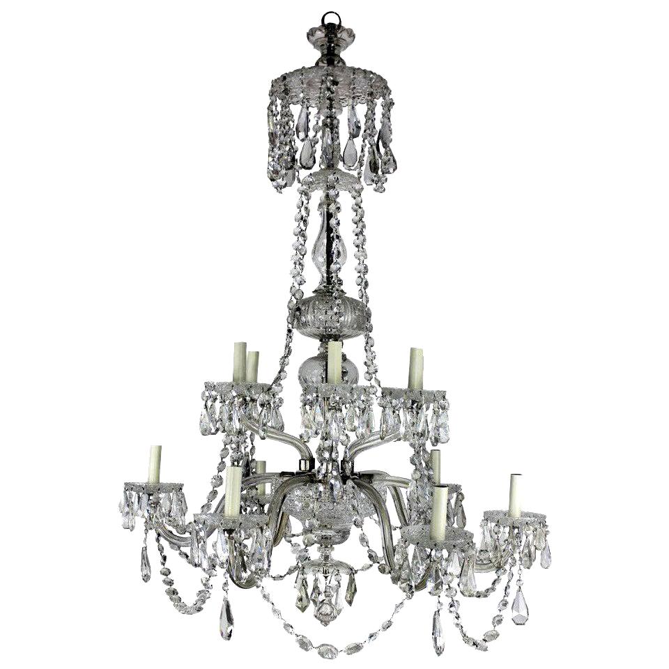 Large English Cut-Glass Chandelier