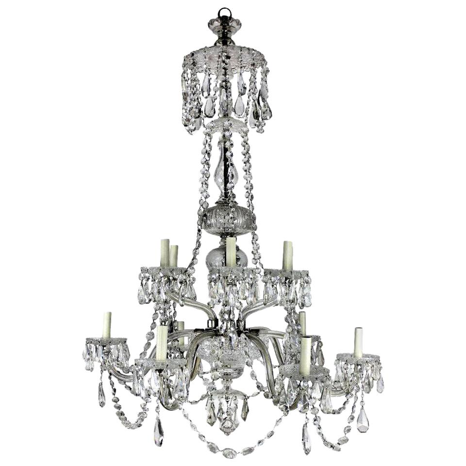 Large English Cut-Glass Chandelier