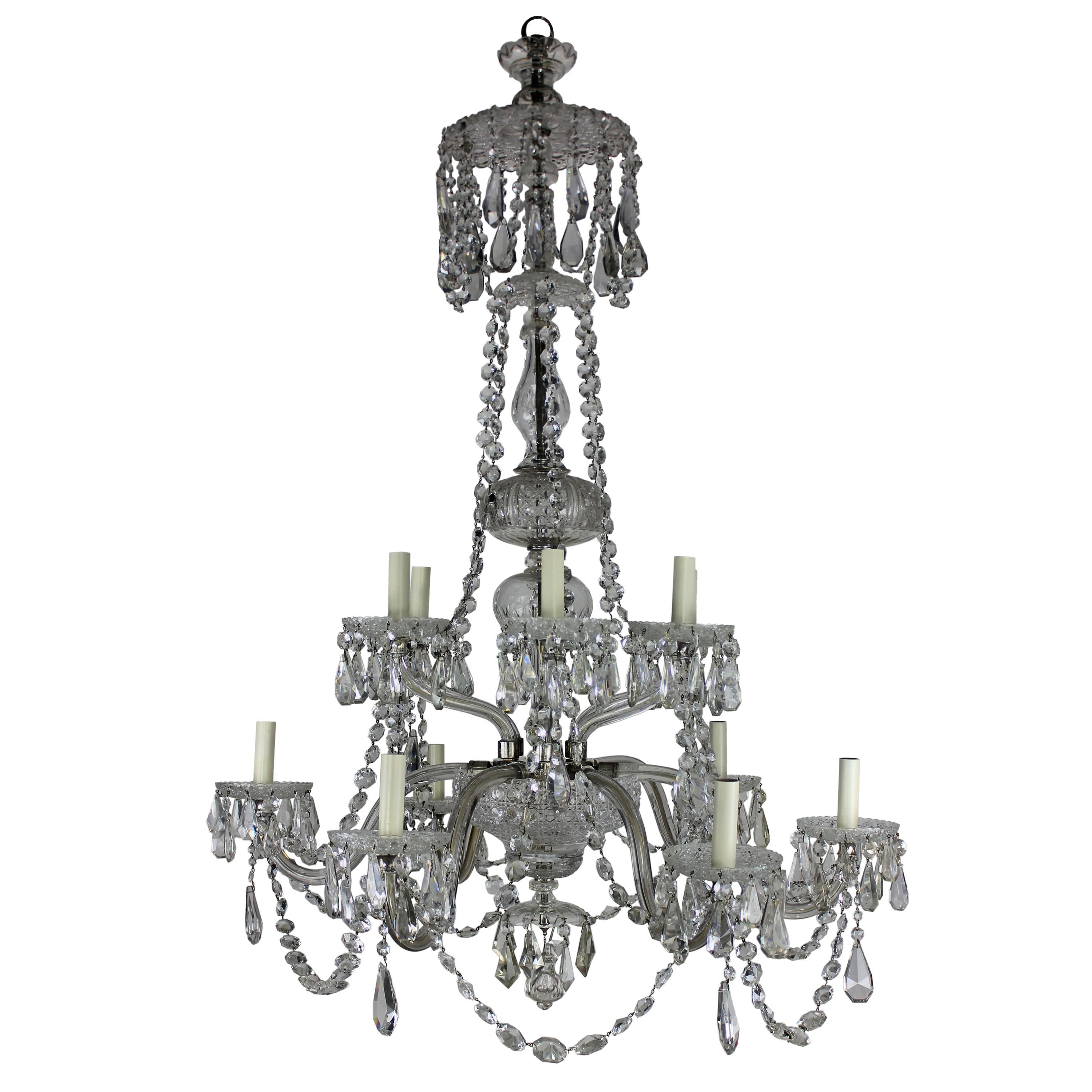 Large English CutGlass Chandelier For Sale at 1stDibs