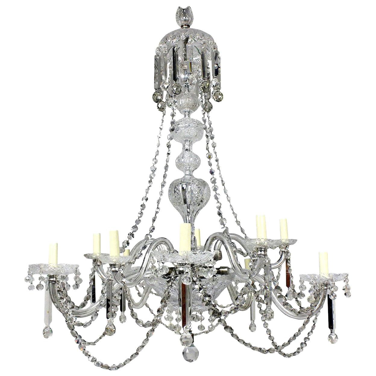 Large English Cut-Glass Chandelier of Good Quality