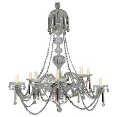 Large English Cut-Glass Chandelier of Good Quality