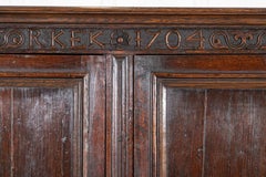 Large English Early 18thC Carved Oak Marriage Cabinet