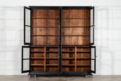 Large English Ebonised 19thC Pine Glazed Dresser