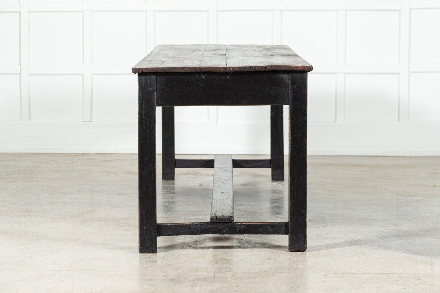 20th Century Large English Ebonised Beech Refectory Table For Sale