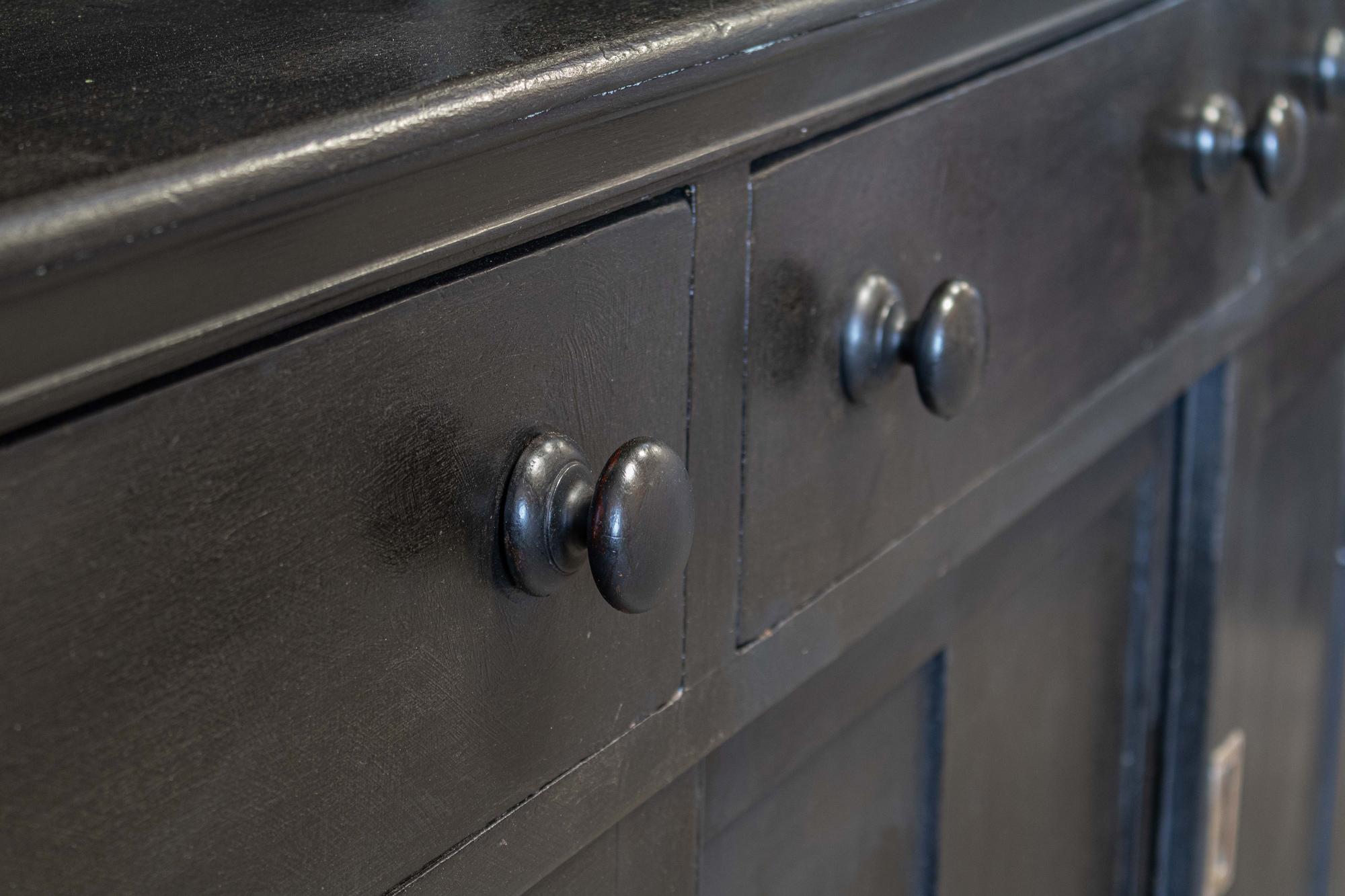 Large English Ebonzed Glazed Butlers Pantry Cabinet 3