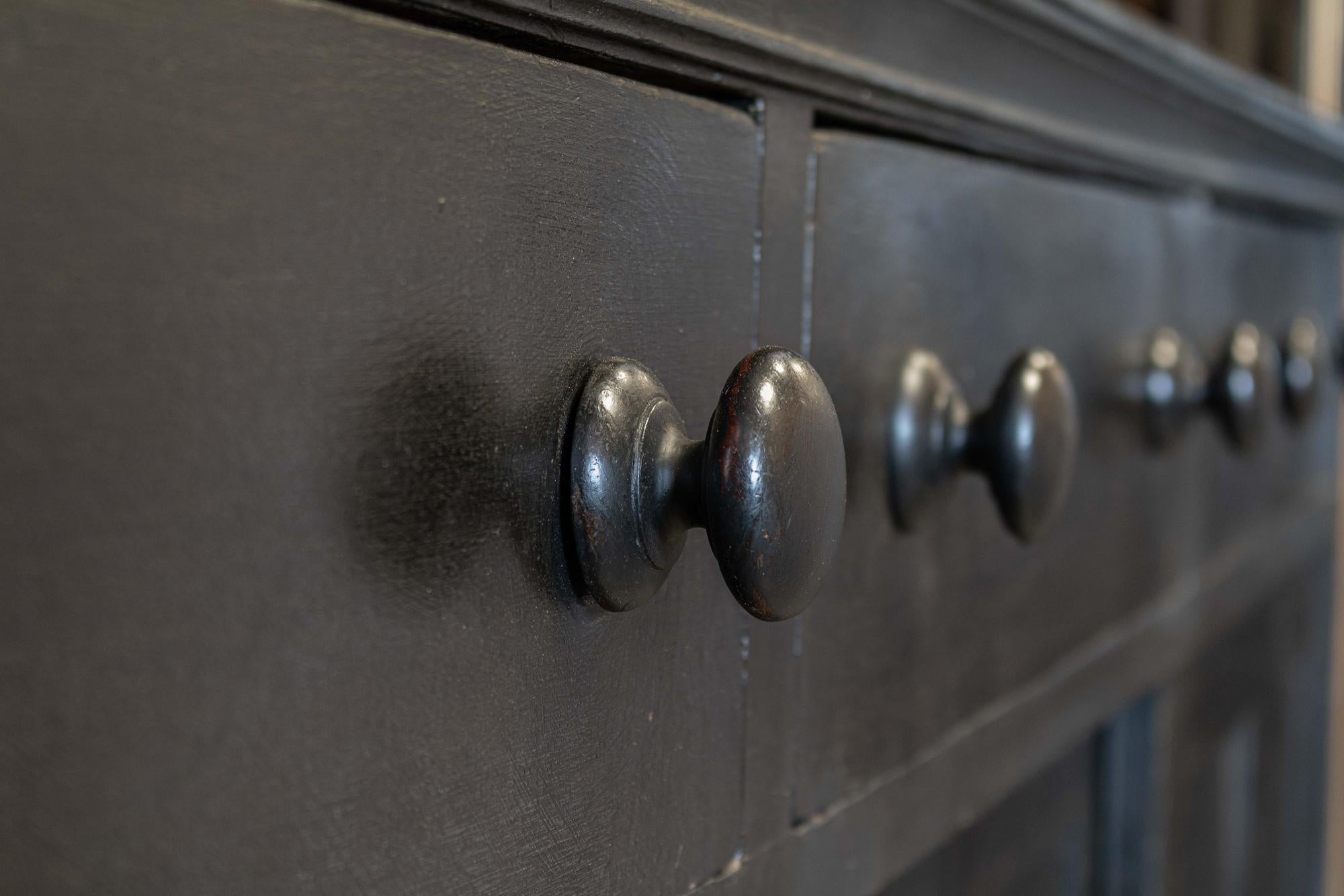 Large English Ebonzed Glazed Butlers Pantry Cabinet 5