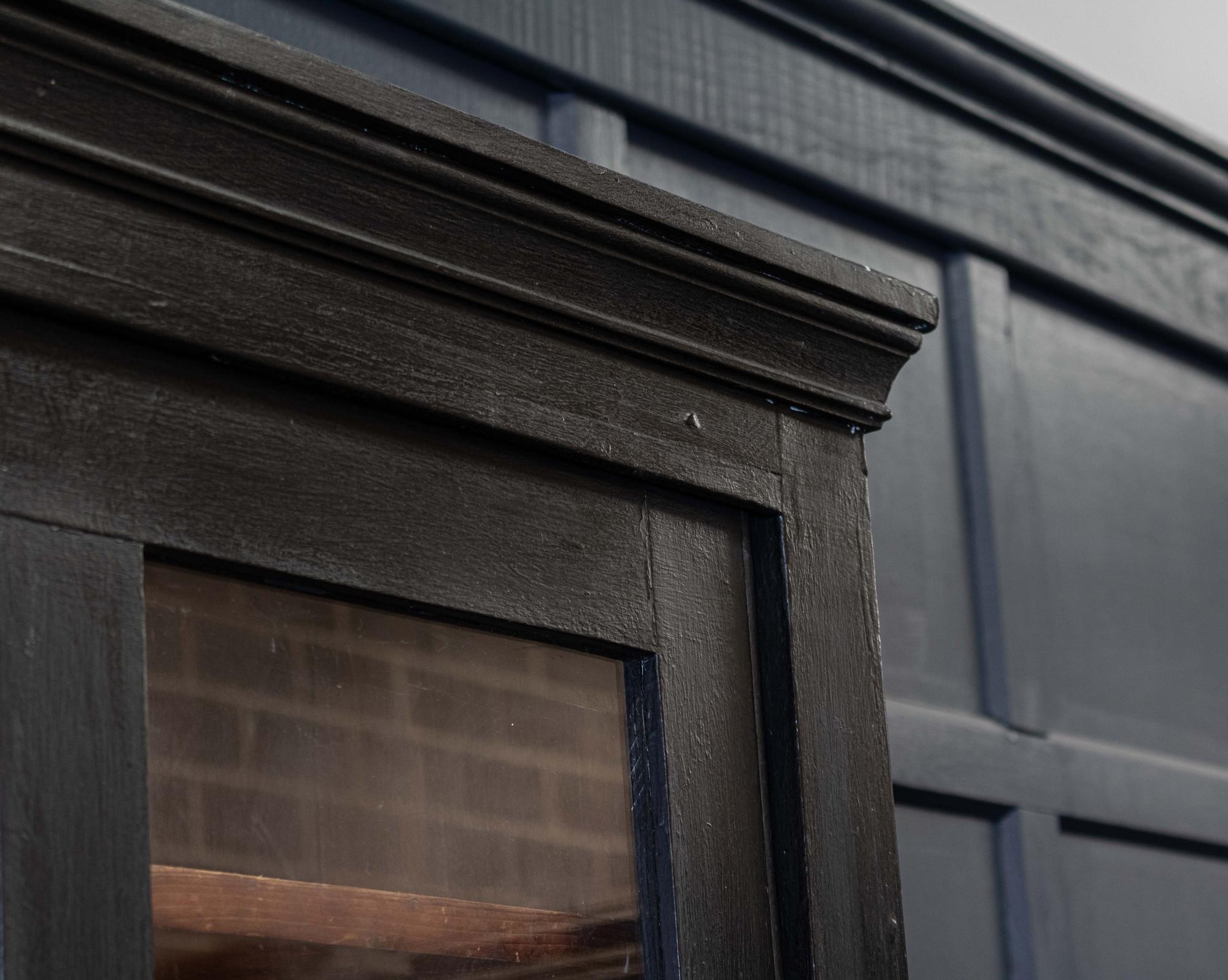 Large English Ebonzed Glazed Butlers Pantry Cabinet 6