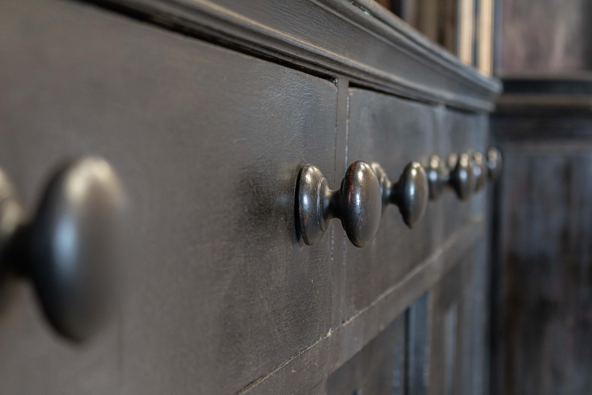 Large English Ebonzed Glazed Butlers Pantry Cabinet 7