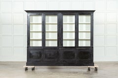 Large English Ebonised Glazed Cabinet