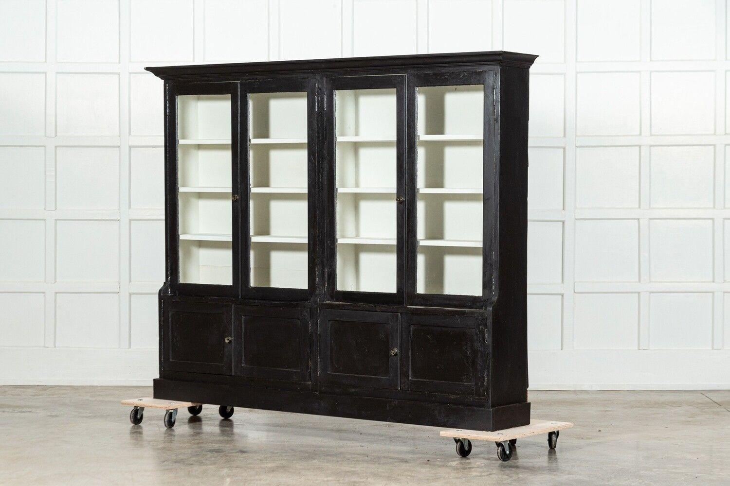 19th Century Large English Ebonised Glazed Cabinet For Sale