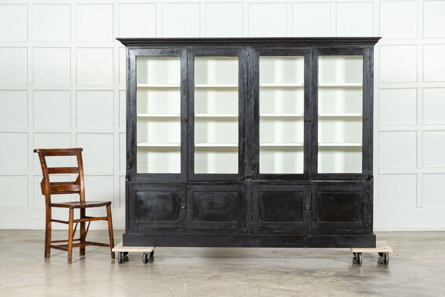 Large English Ebonised Glazed Cabinet For Sale 4