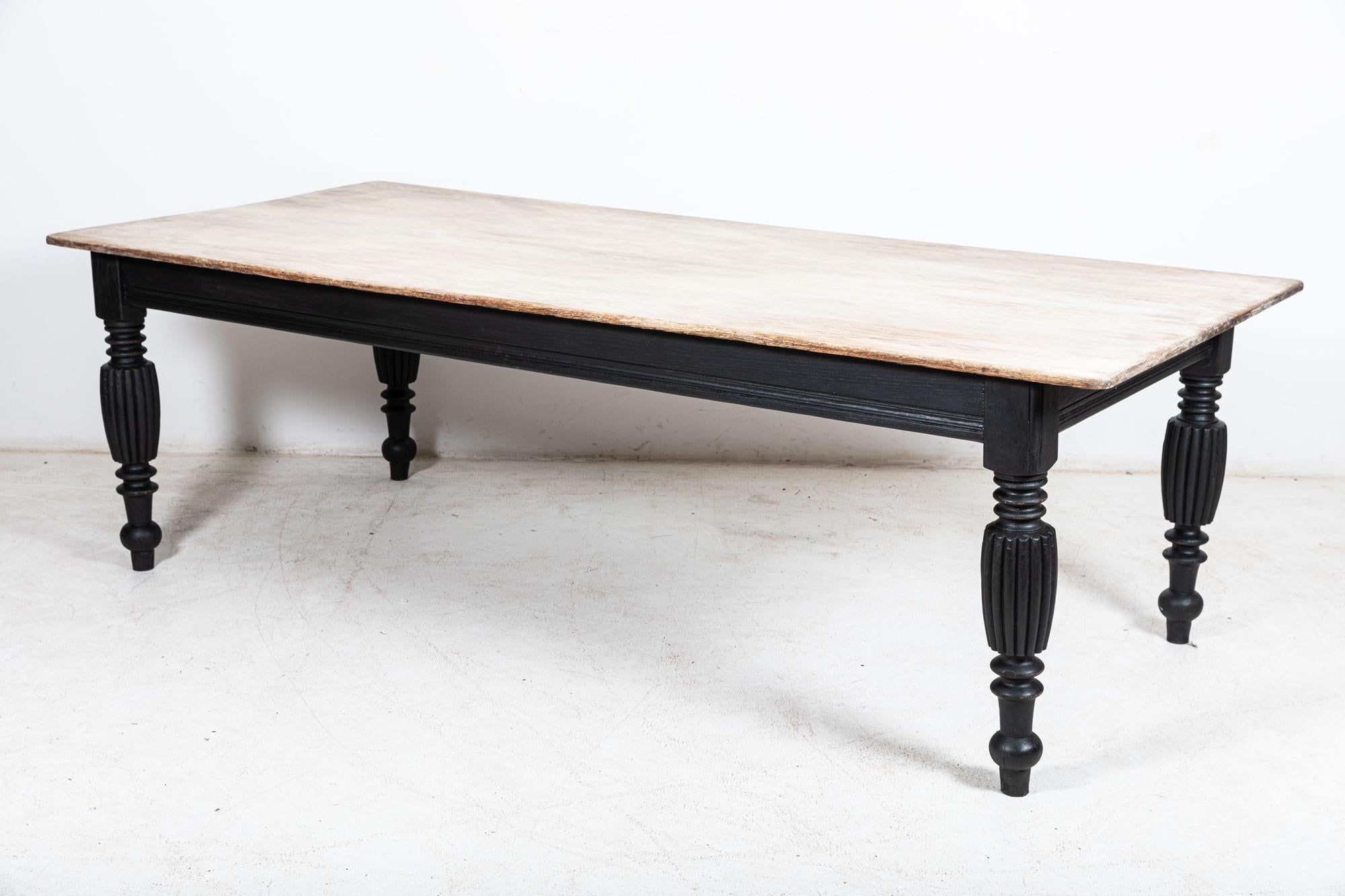 Large English Ebonised Oak Dining Table 8