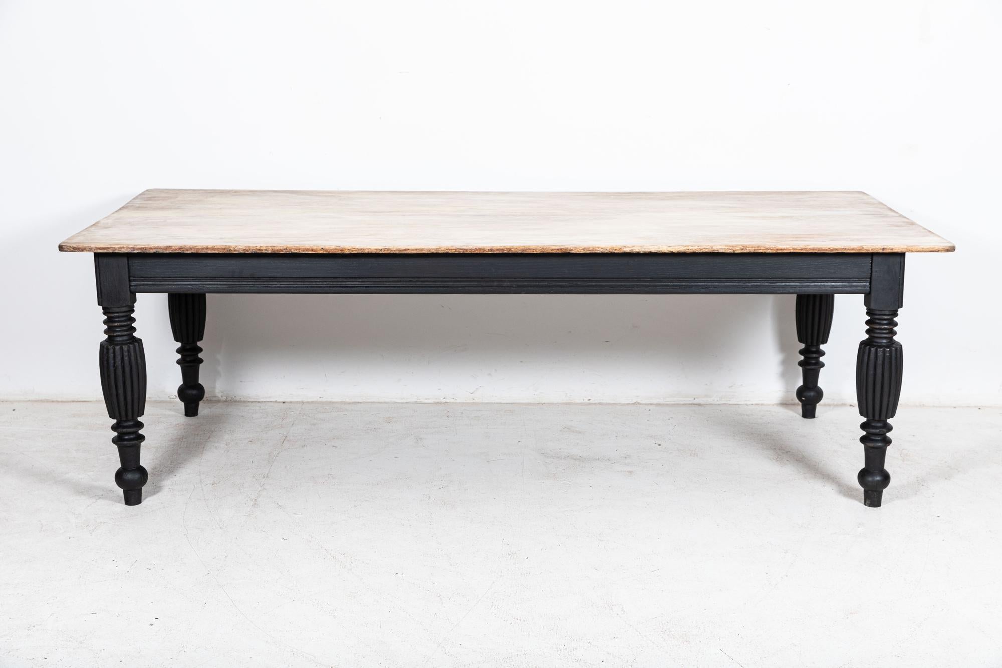 Large English Ebonised Oak Dining Table 10